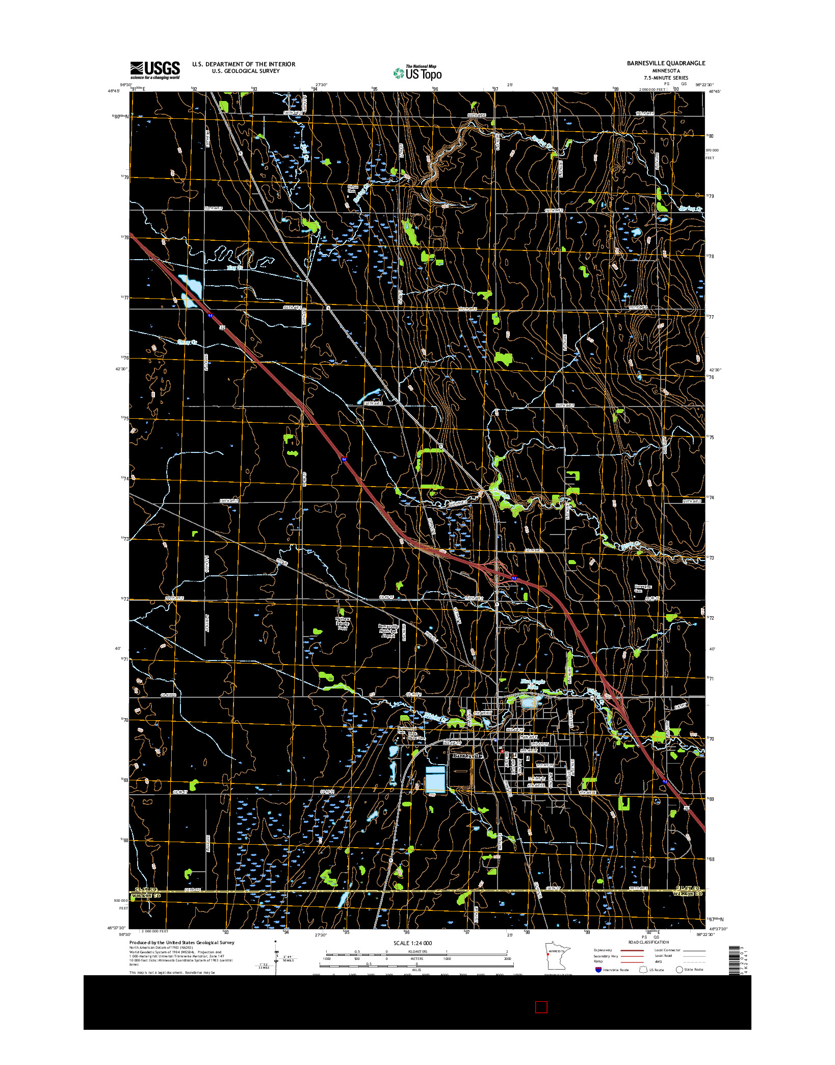 USGS US TOPO 7.5-MINUTE MAP FOR BARNESVILLE, MN 2016