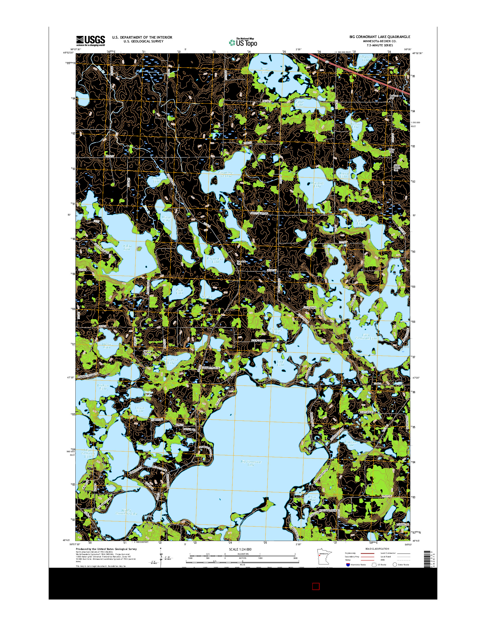 USGS US TOPO 7.5-MINUTE MAP FOR BIG CORMORANT LAKE, MN 2016