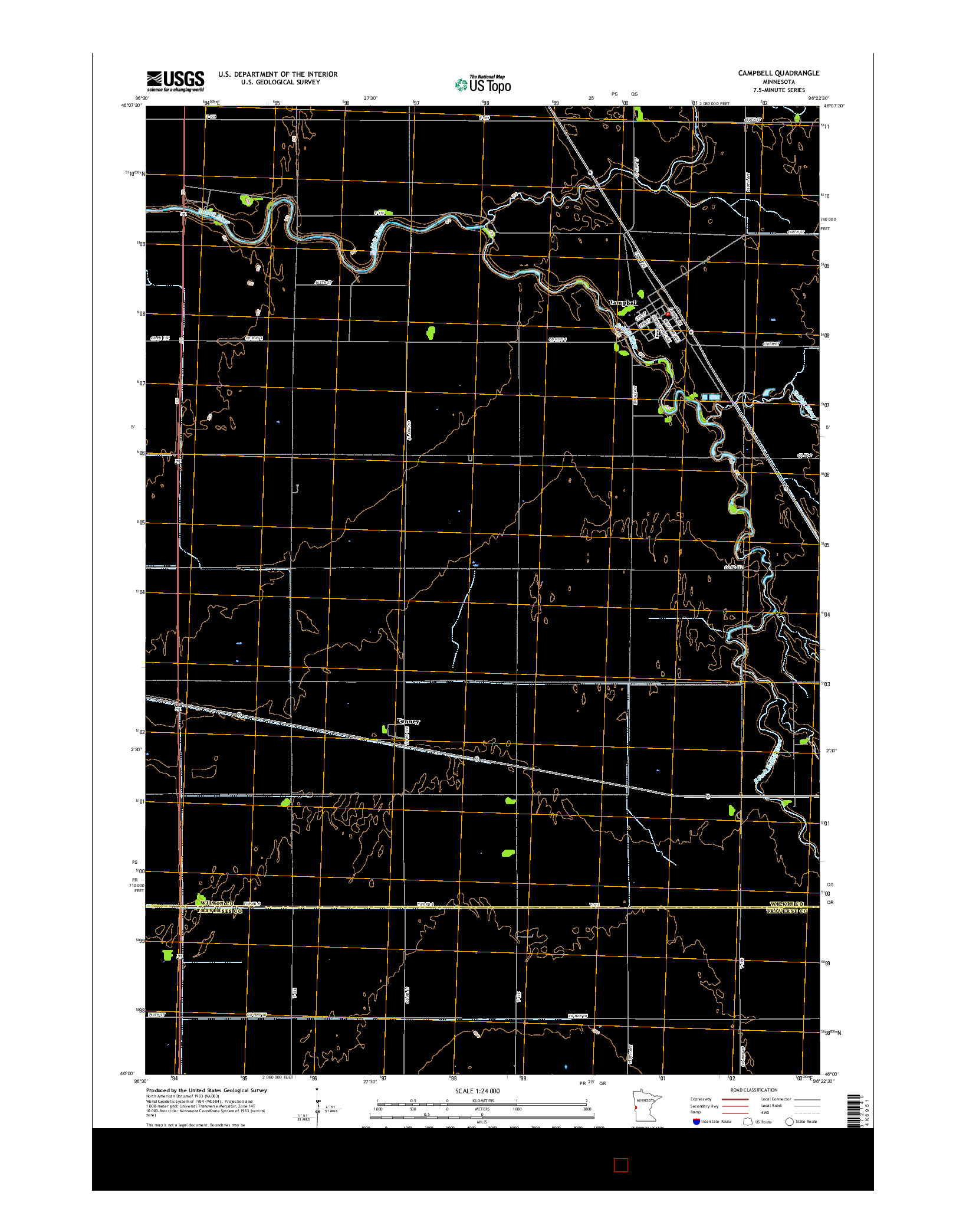 USGS US TOPO 7.5-MINUTE MAP FOR CAMPBELL, MN 2016