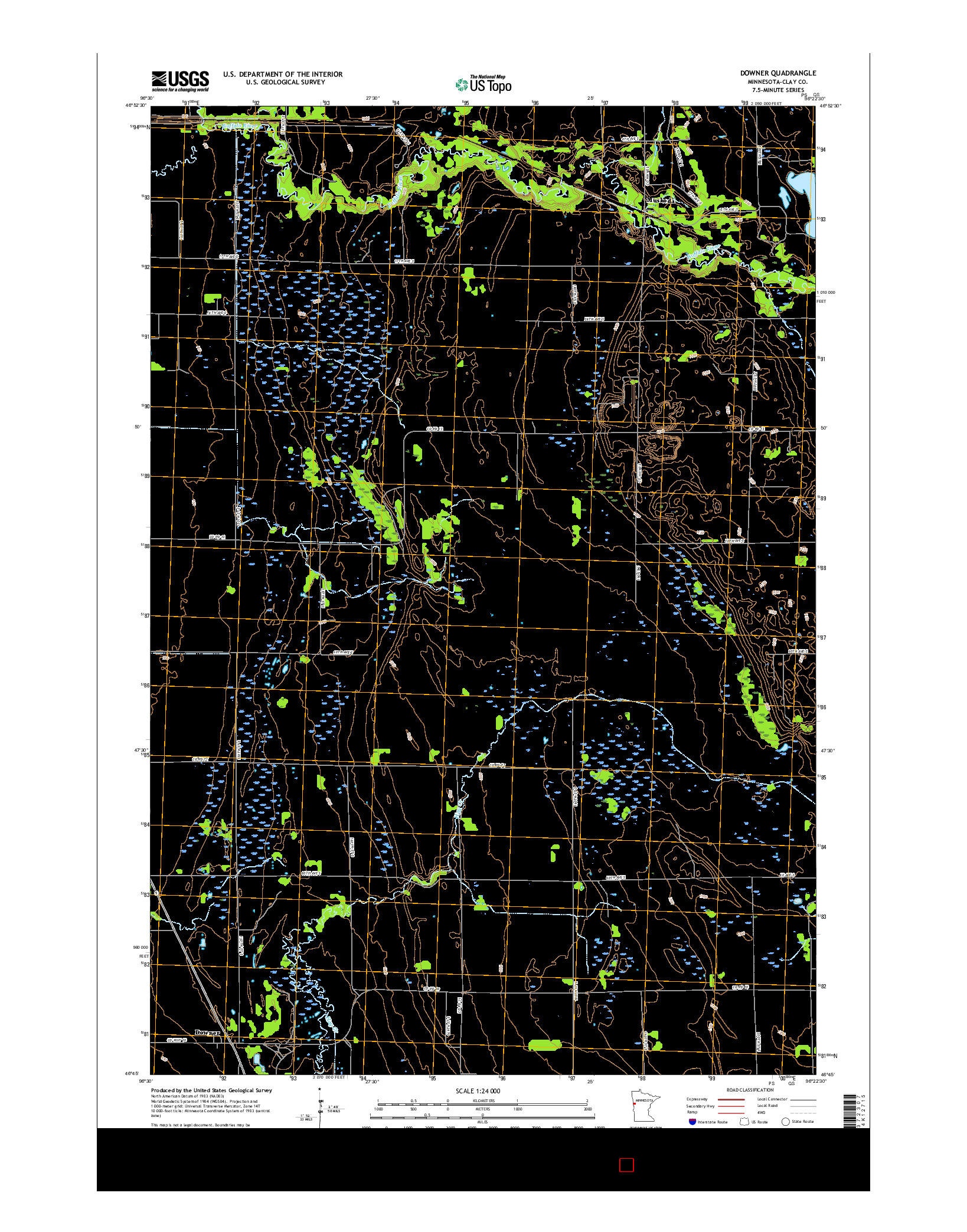 USGS US TOPO 7.5-MINUTE MAP FOR DOWNER, MN 2016