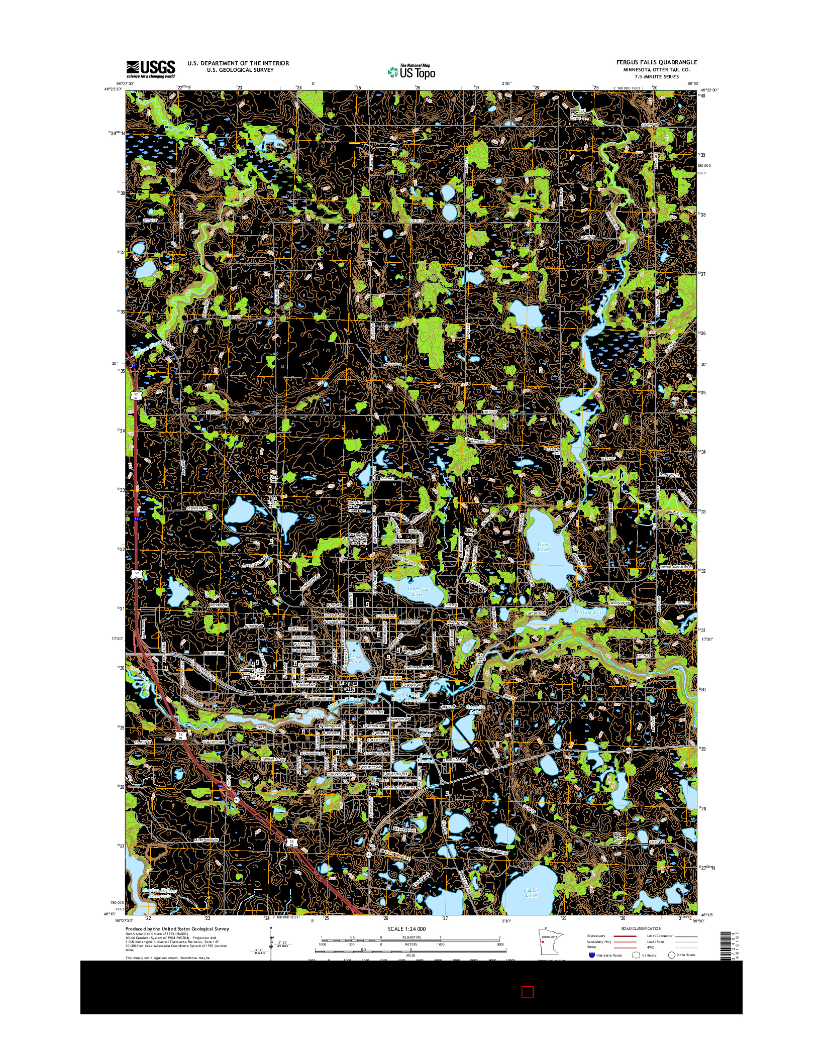 USGS US TOPO 7.5-MINUTE MAP FOR FERGUS FALLS, MN 2016