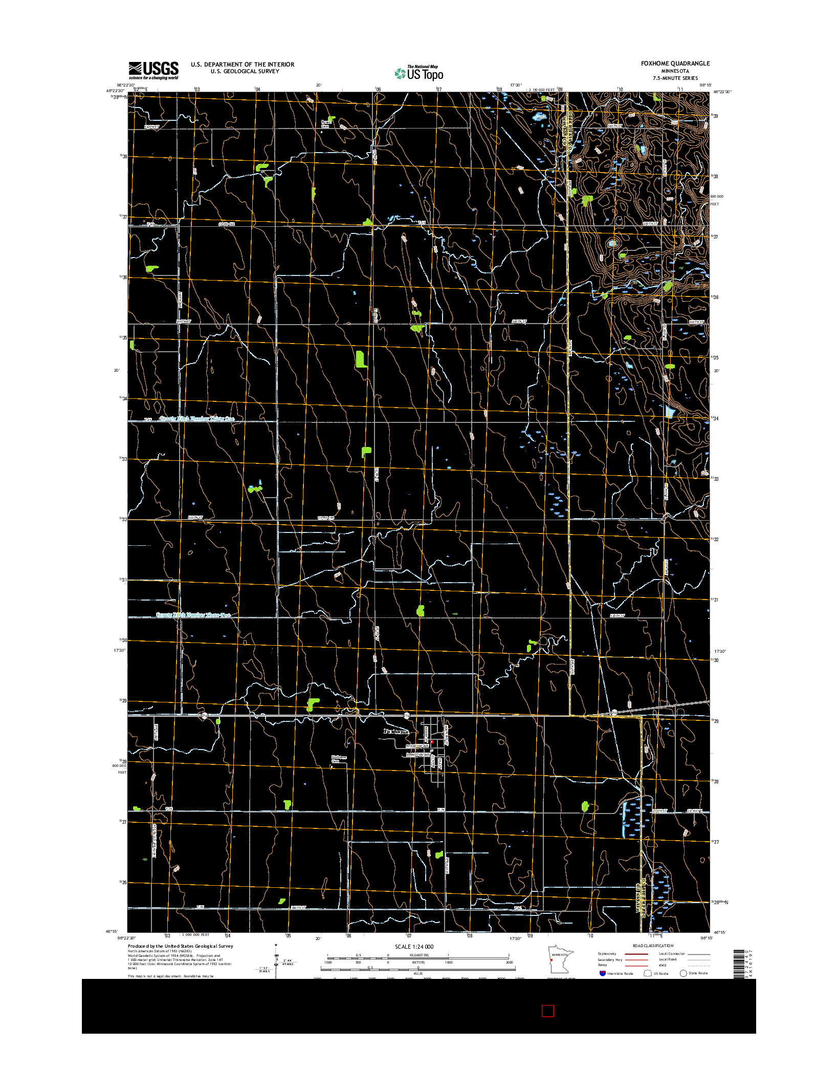 USGS US TOPO 7.5-MINUTE MAP FOR FOXHOME, MN 2016