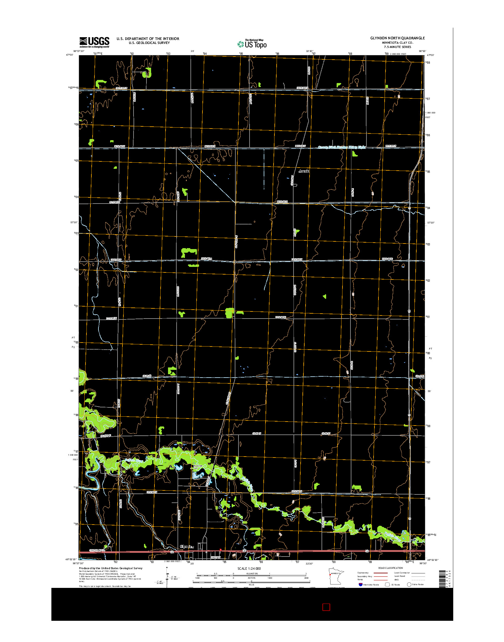 USGS US TOPO 7.5-MINUTE MAP FOR GLYNDON NORTH, MN 2016