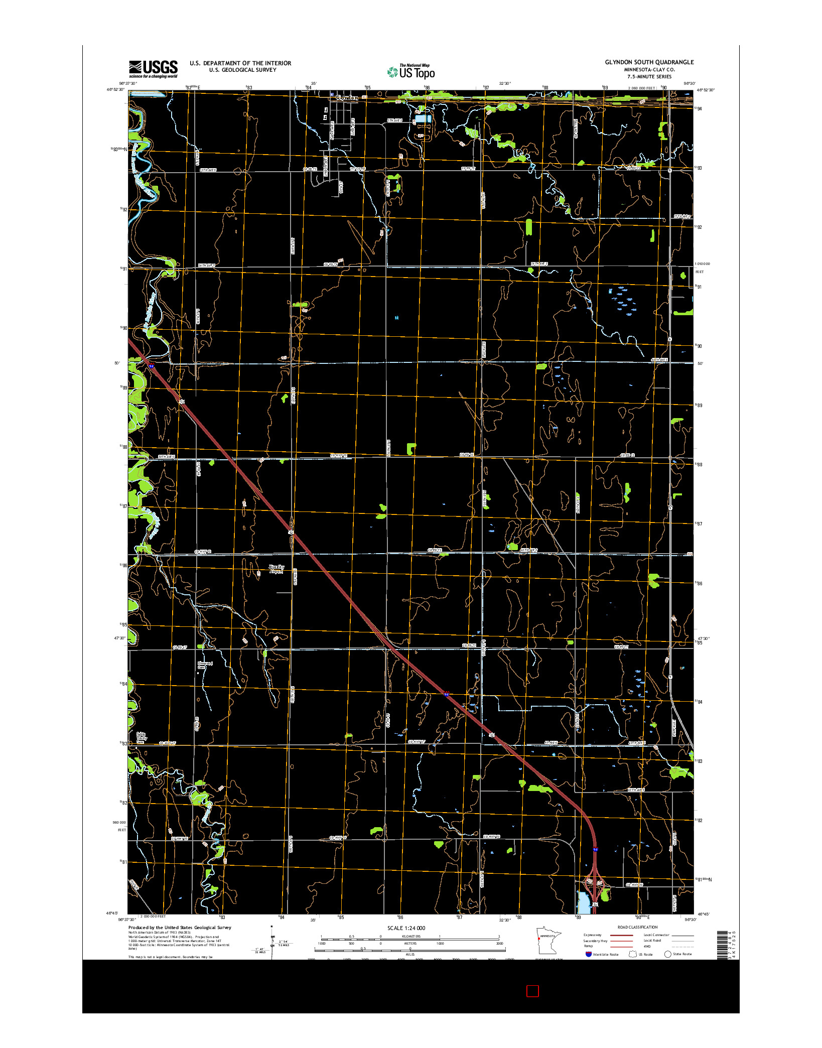 USGS US TOPO 7.5-MINUTE MAP FOR GLYNDON SOUTH, MN 2016