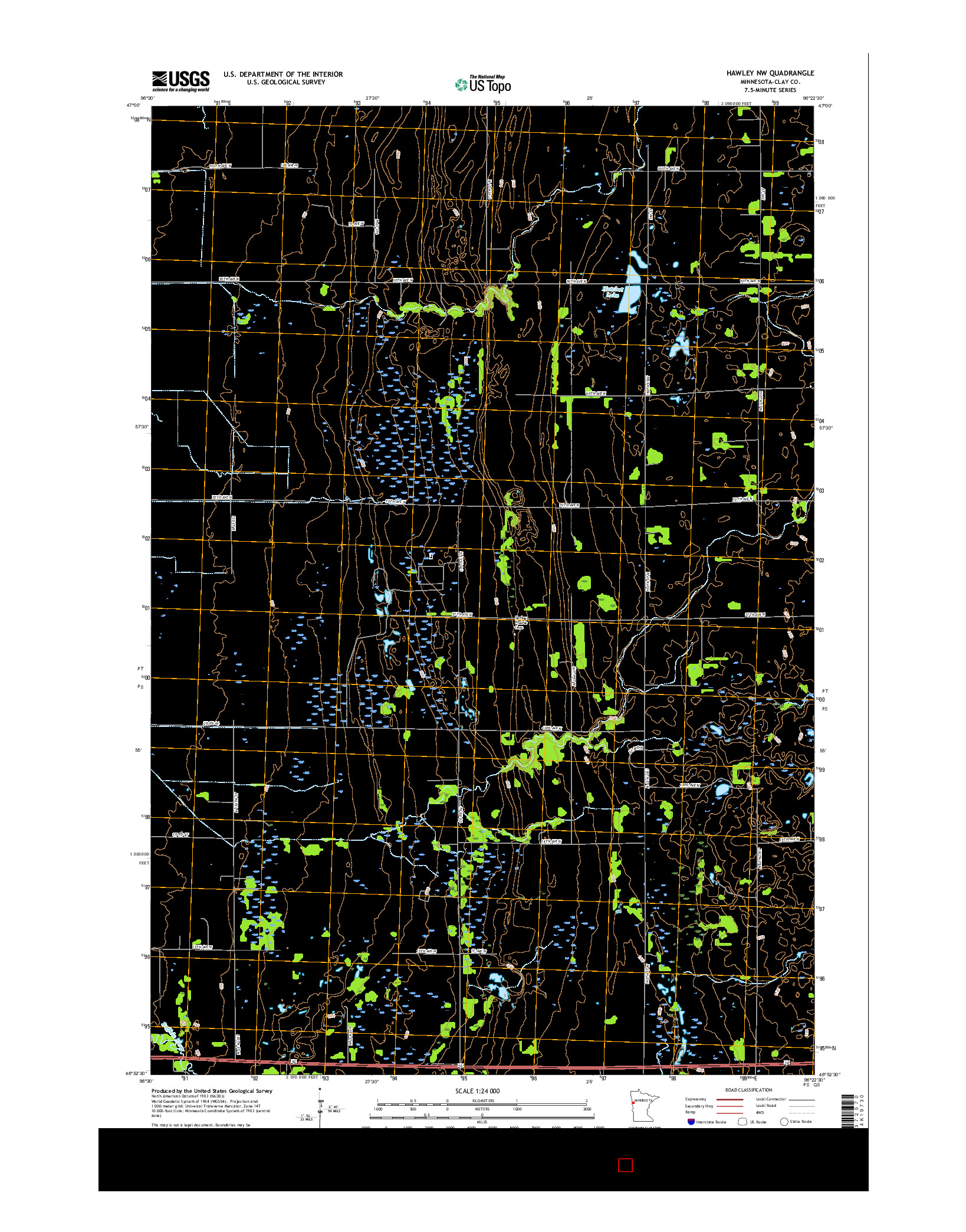 USGS US TOPO 7.5-MINUTE MAP FOR HAWLEY NW, MN 2016