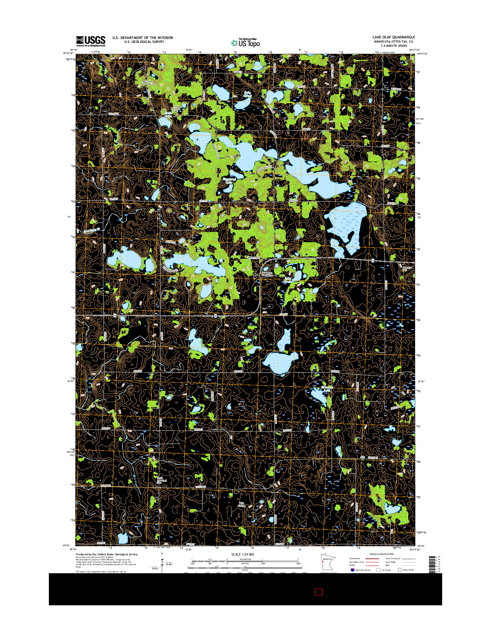 USGS US TOPO 7.5-MINUTE MAP FOR LAKE OLAF, MN 2016