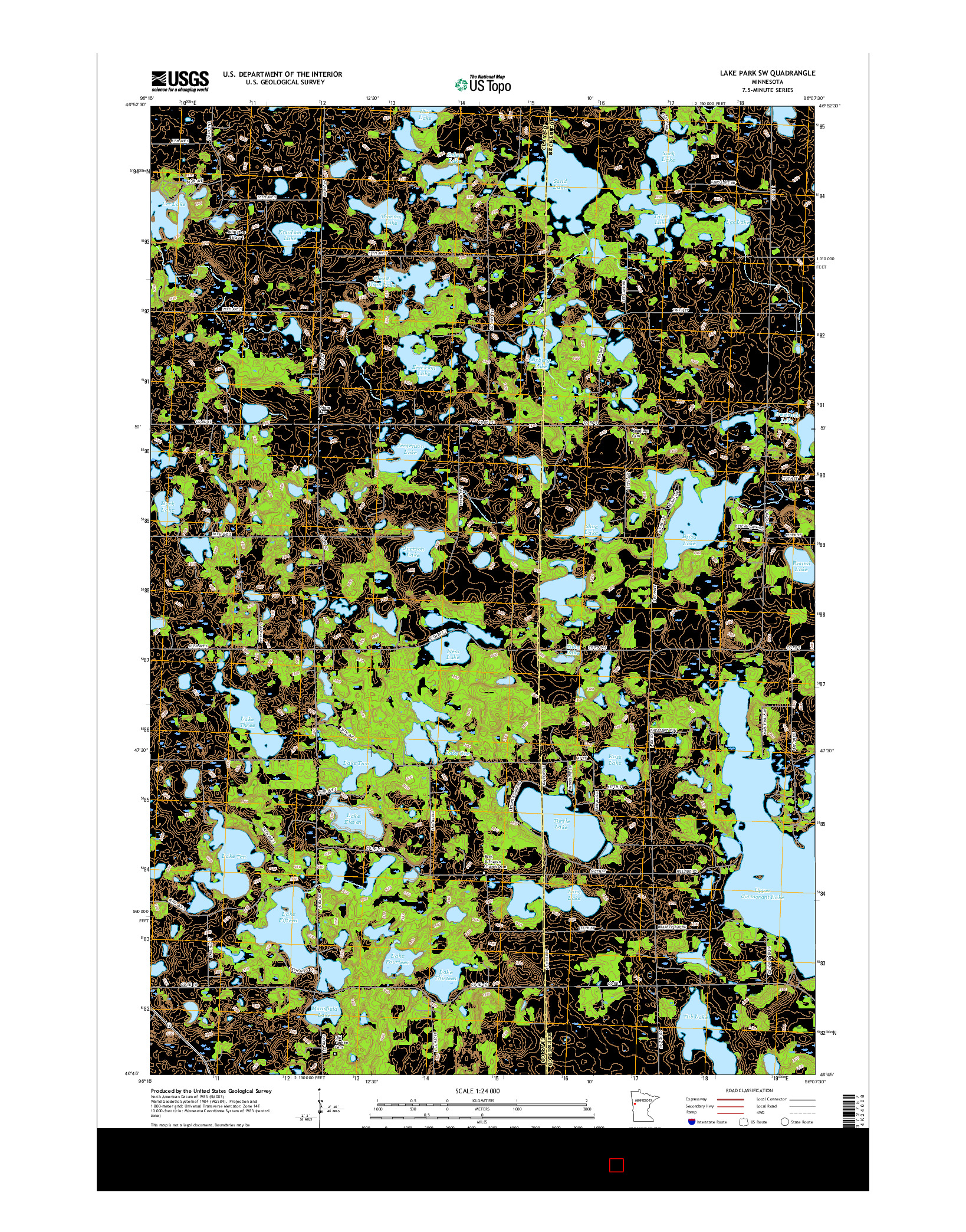USGS US TOPO 7.5-MINUTE MAP FOR LAKE PARK SW, MN 2016