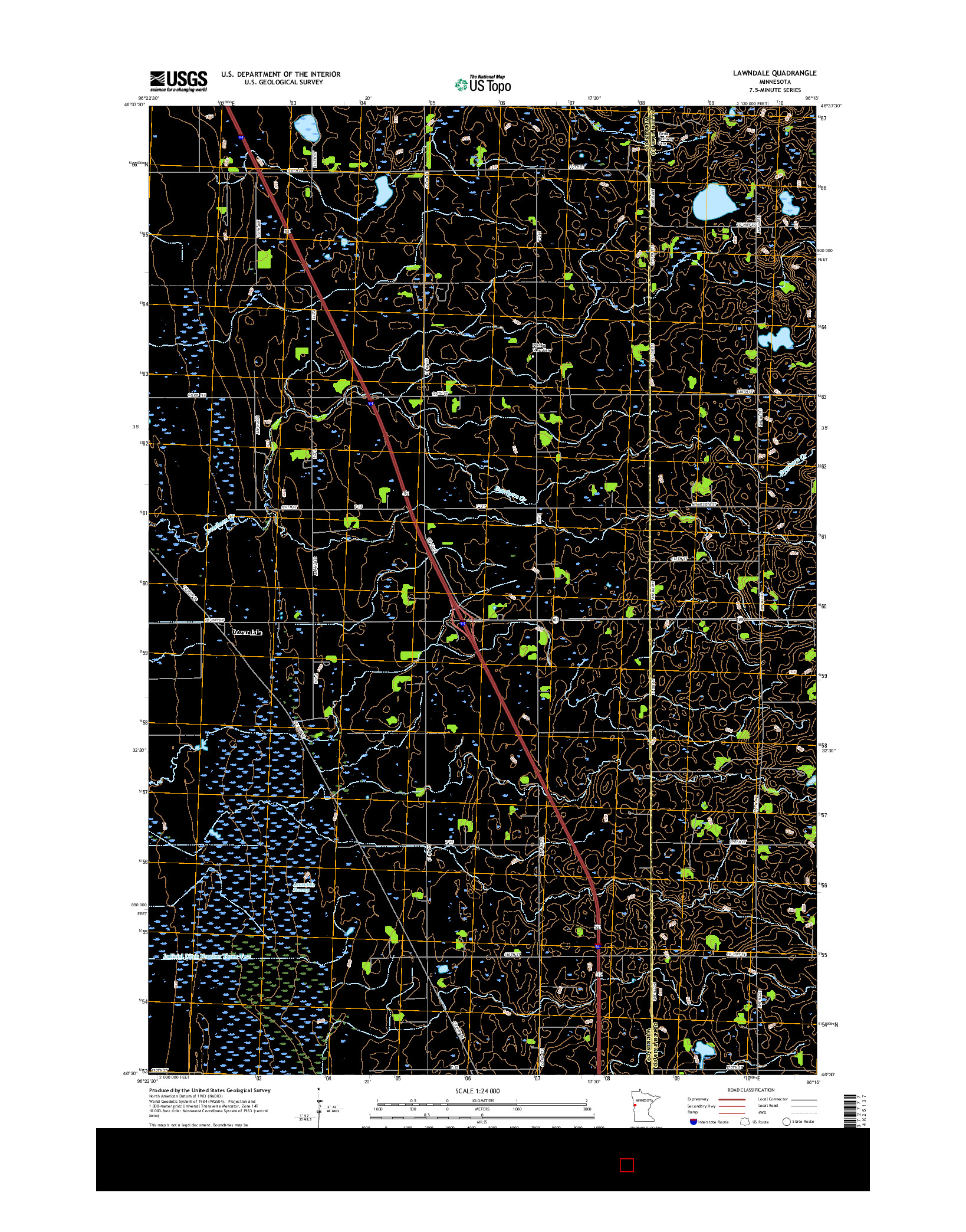 USGS US TOPO 7.5-MINUTE MAP FOR LAWNDALE, MN 2016