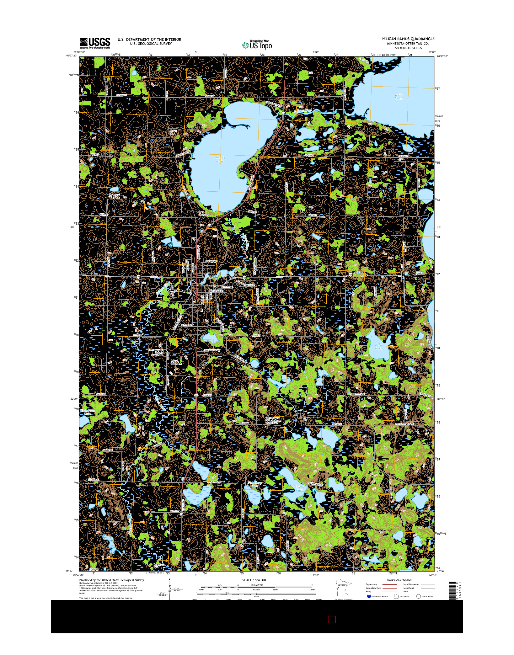 USGS US TOPO 7.5-MINUTE MAP FOR PELICAN RAPIDS, MN 2016