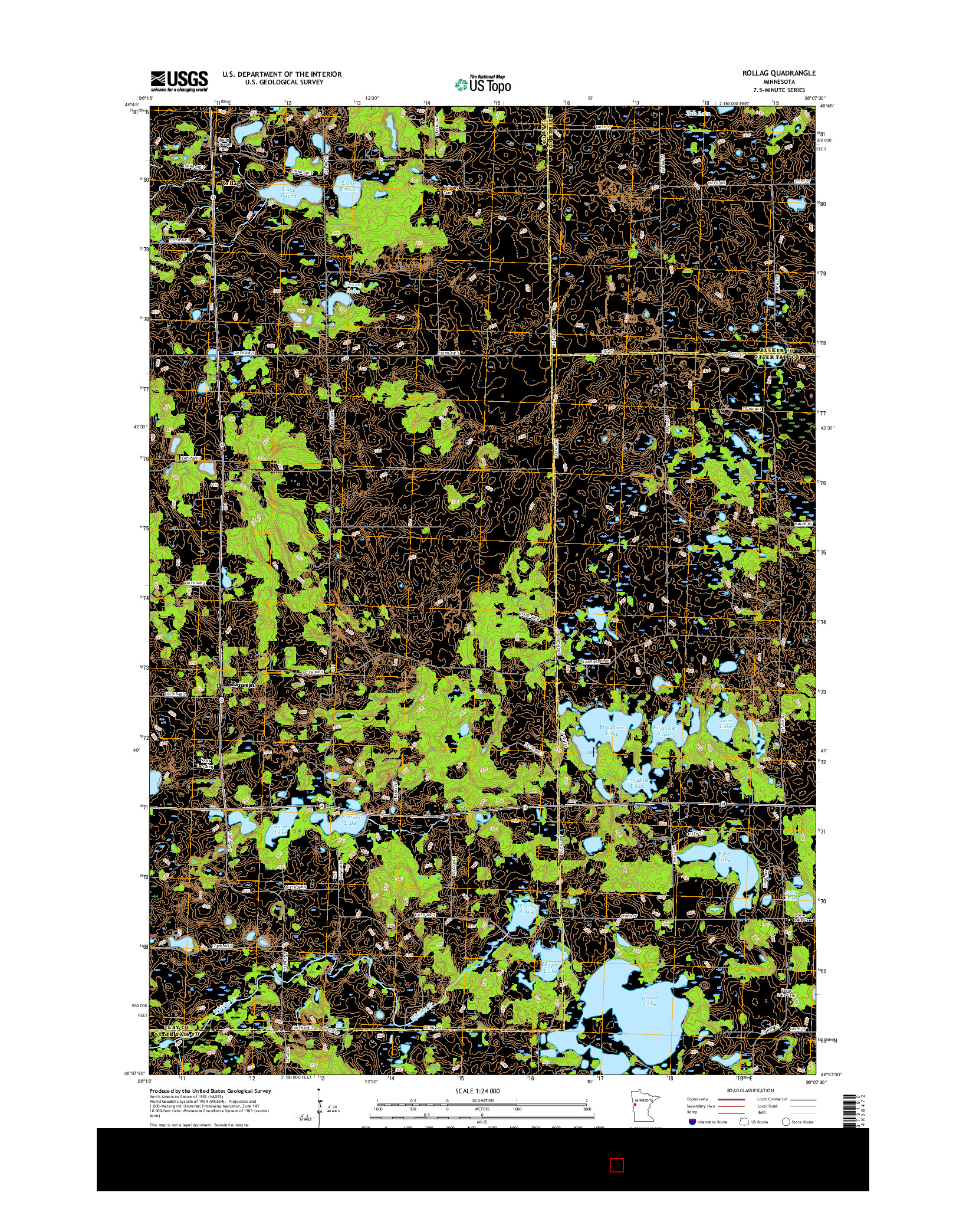 USGS US TOPO 7.5-MINUTE MAP FOR ROLLAG, MN 2016