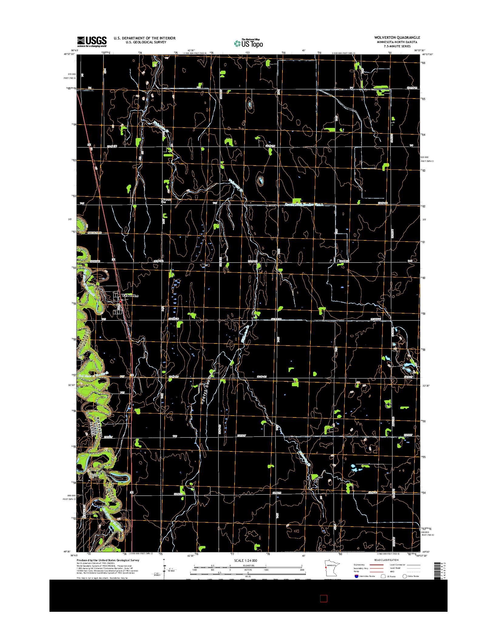 USGS US TOPO 7.5-MINUTE MAP FOR WOLVERTON, MN-ND 2016