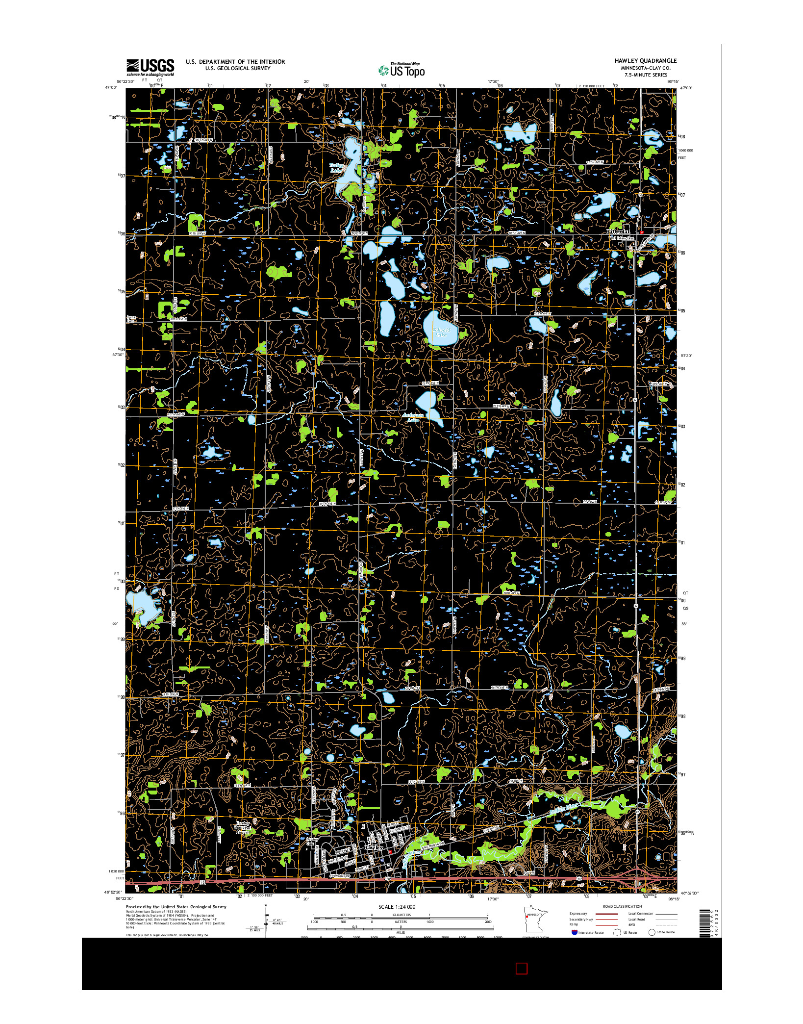 USGS US TOPO 7.5-MINUTE MAP FOR HAWLEY, MN 2016