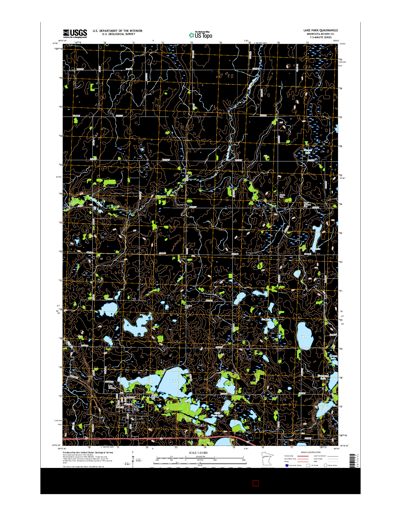 USGS US TOPO 7.5-MINUTE MAP FOR LAKE PARK, MN 2016