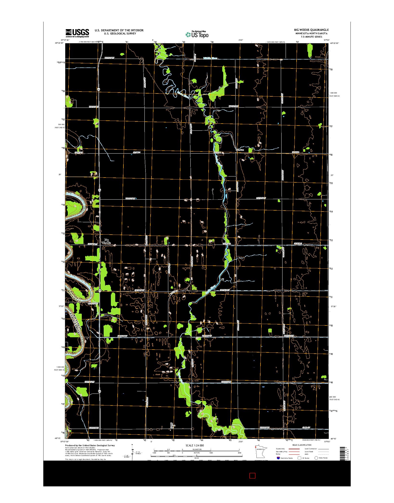 USGS US TOPO 7.5-MINUTE MAP FOR BIG WOODS, MN-ND 2016