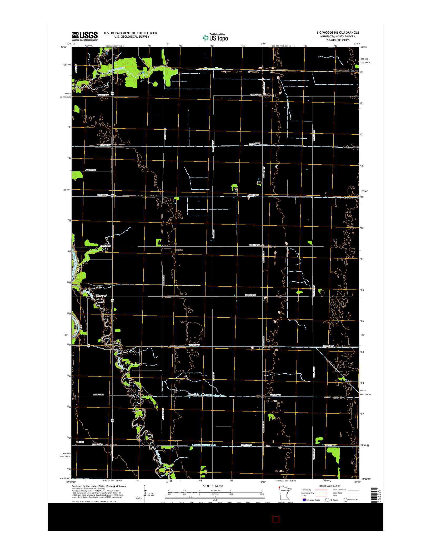 USGS US TOPO 7.5-MINUTE MAP FOR BIG WOODS NE, MN-ND 2016