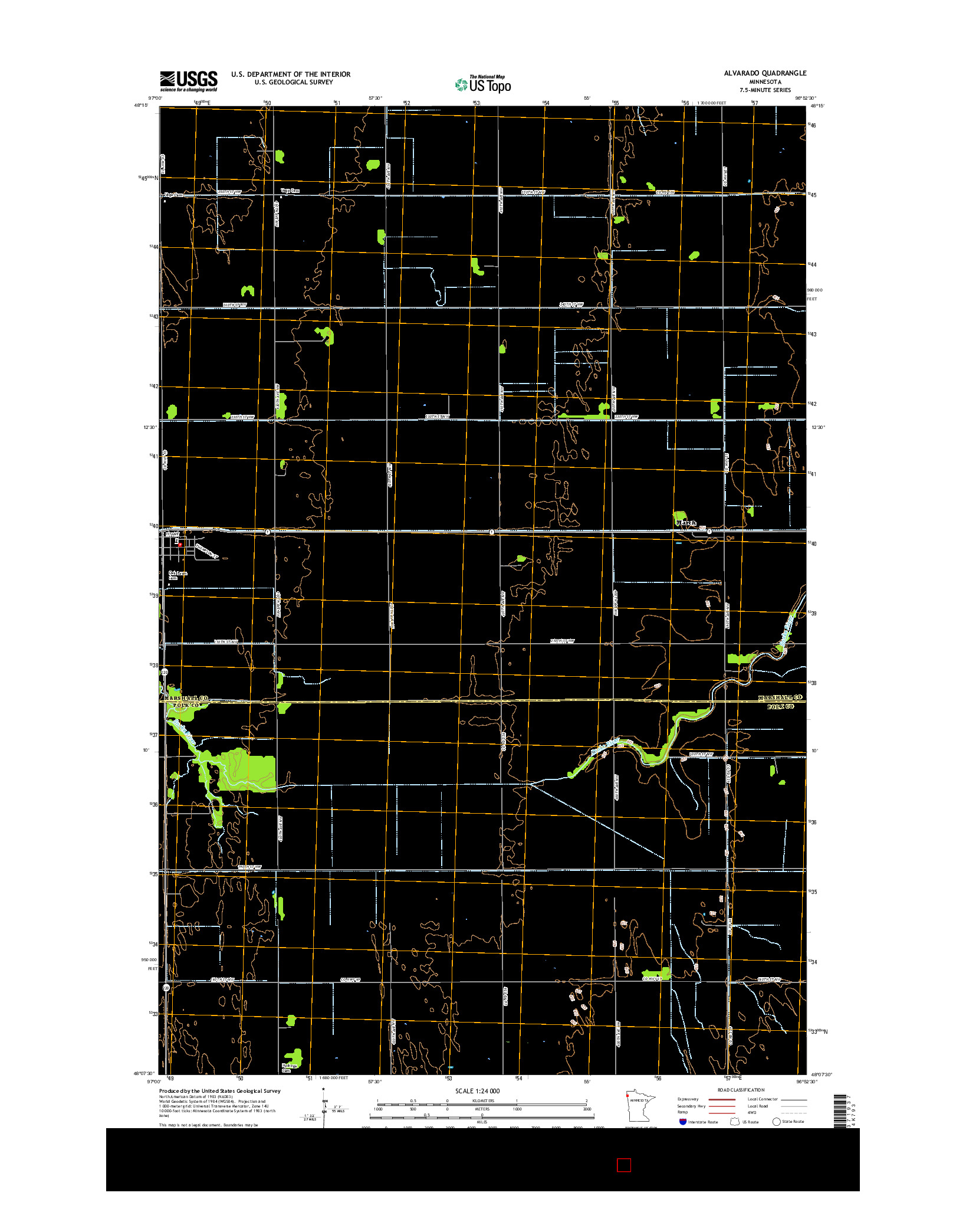 USGS US TOPO 7.5-MINUTE MAP FOR ALVARADO, MN 2016