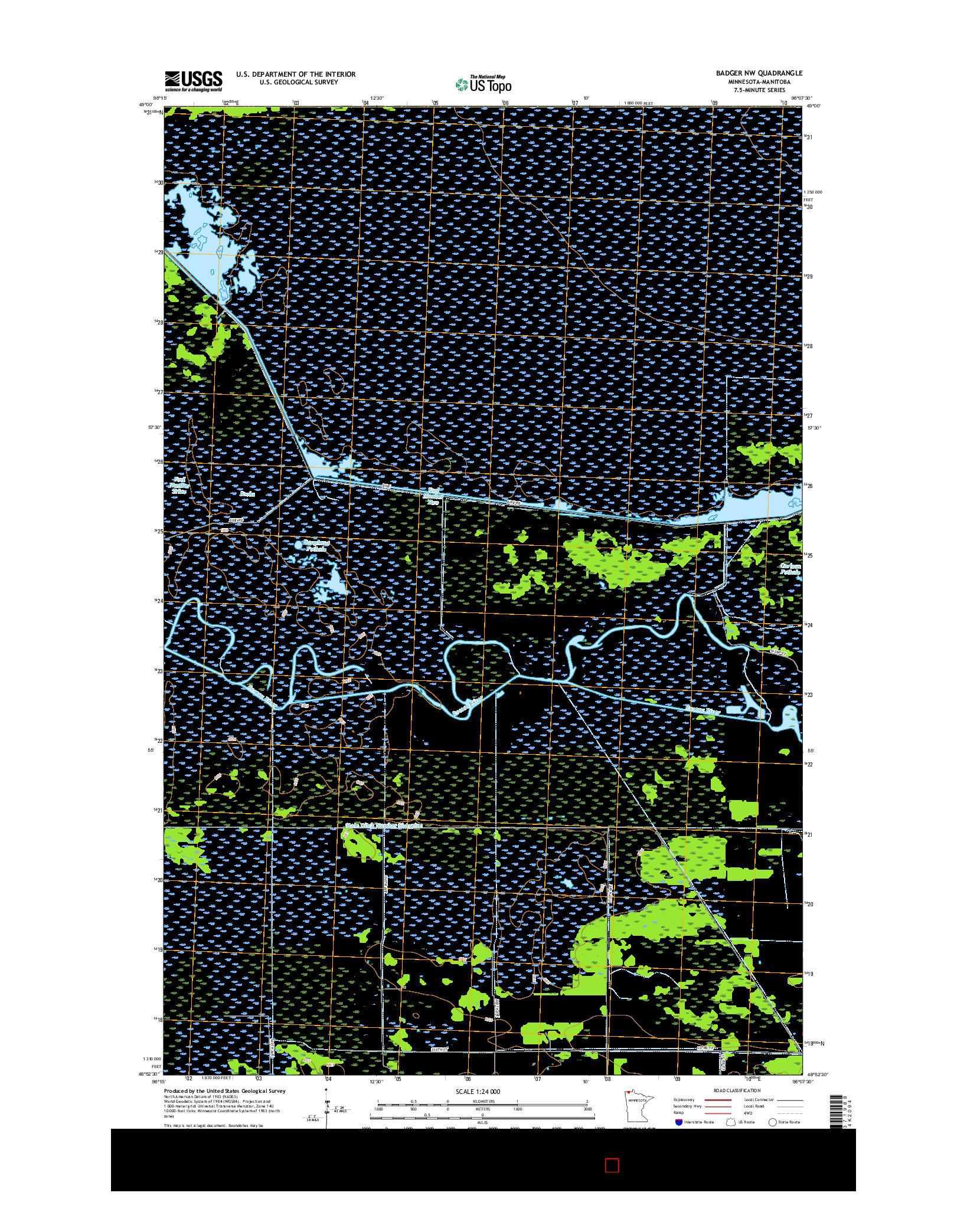 USGS US TOPO 7.5-MINUTE MAP FOR BADGER NW, MN-MB 2016