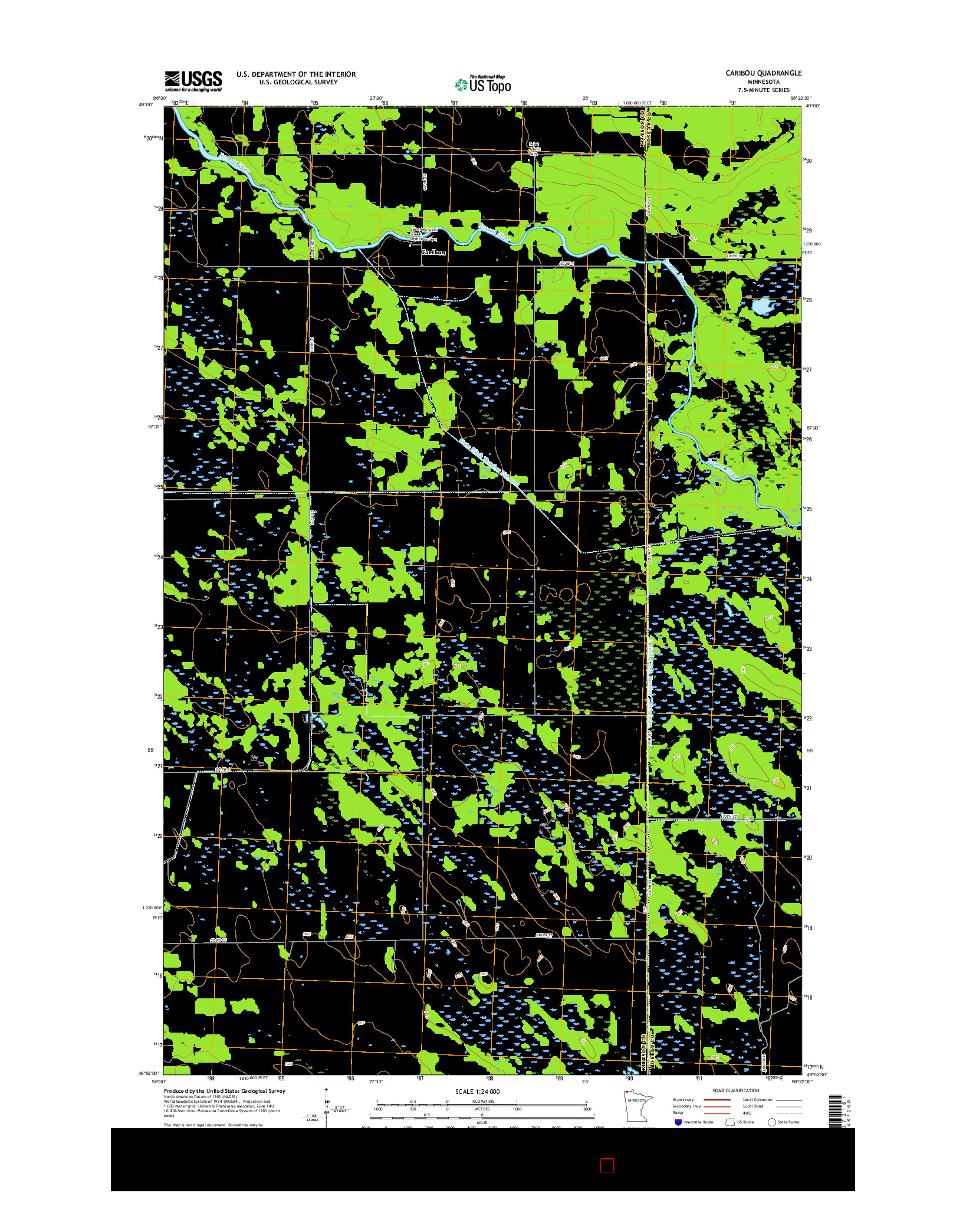 USGS US TOPO 7.5-MINUTE MAP FOR CARIBOU, MN 2016