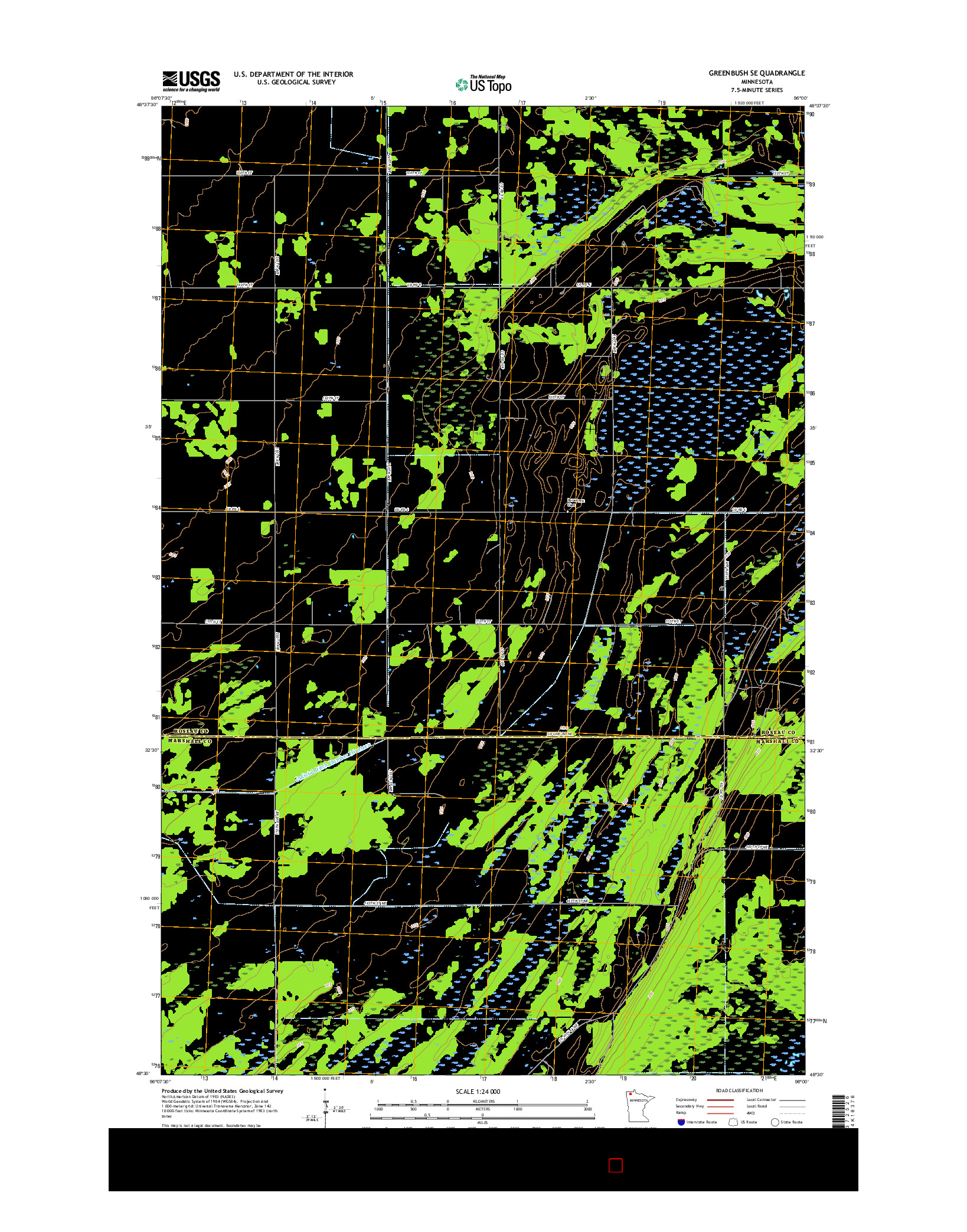 USGS US TOPO 7.5-MINUTE MAP FOR GREENBUSH SE, MN 2016