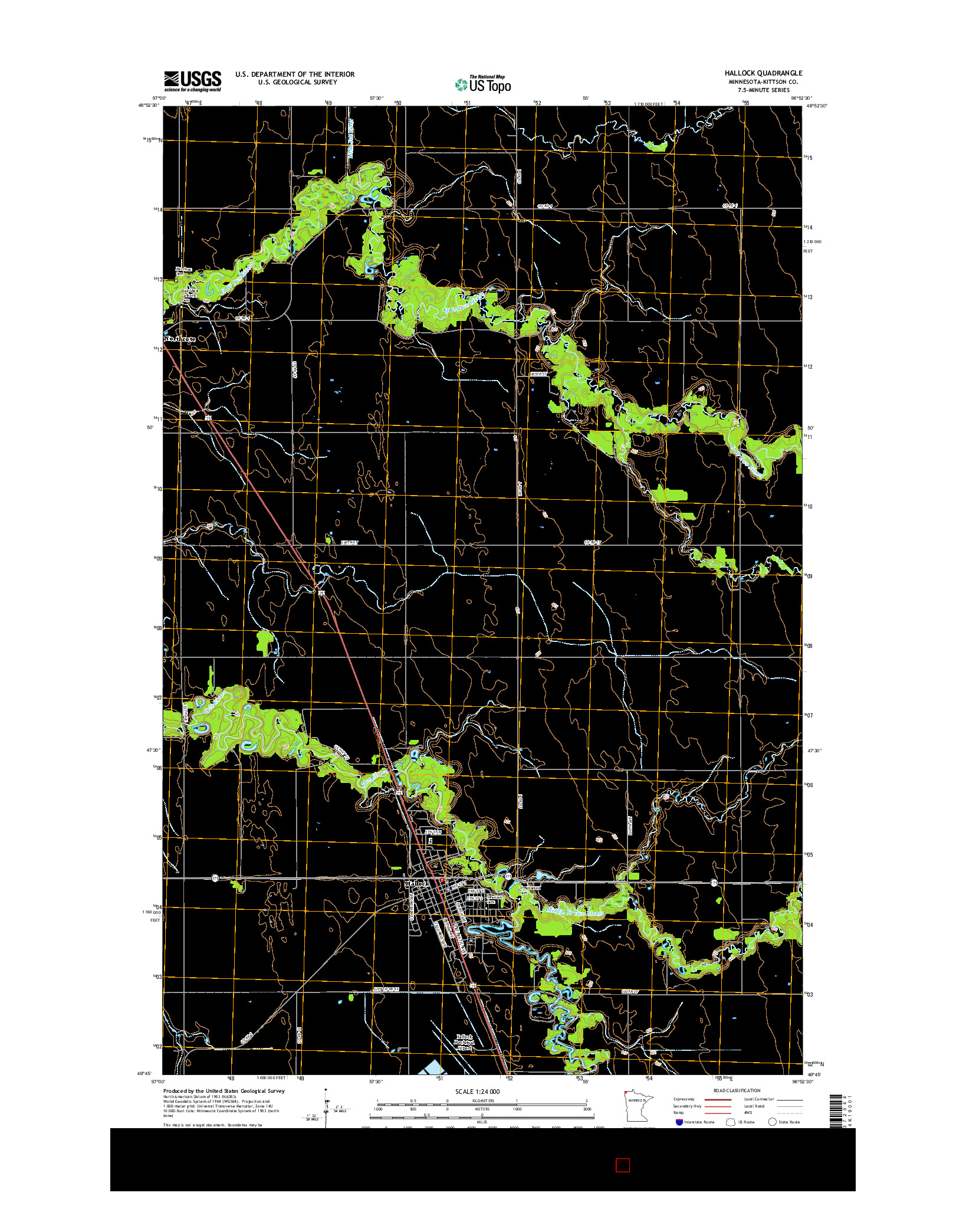 USGS US TOPO 7.5-MINUTE MAP FOR HALLOCK, MN 2016