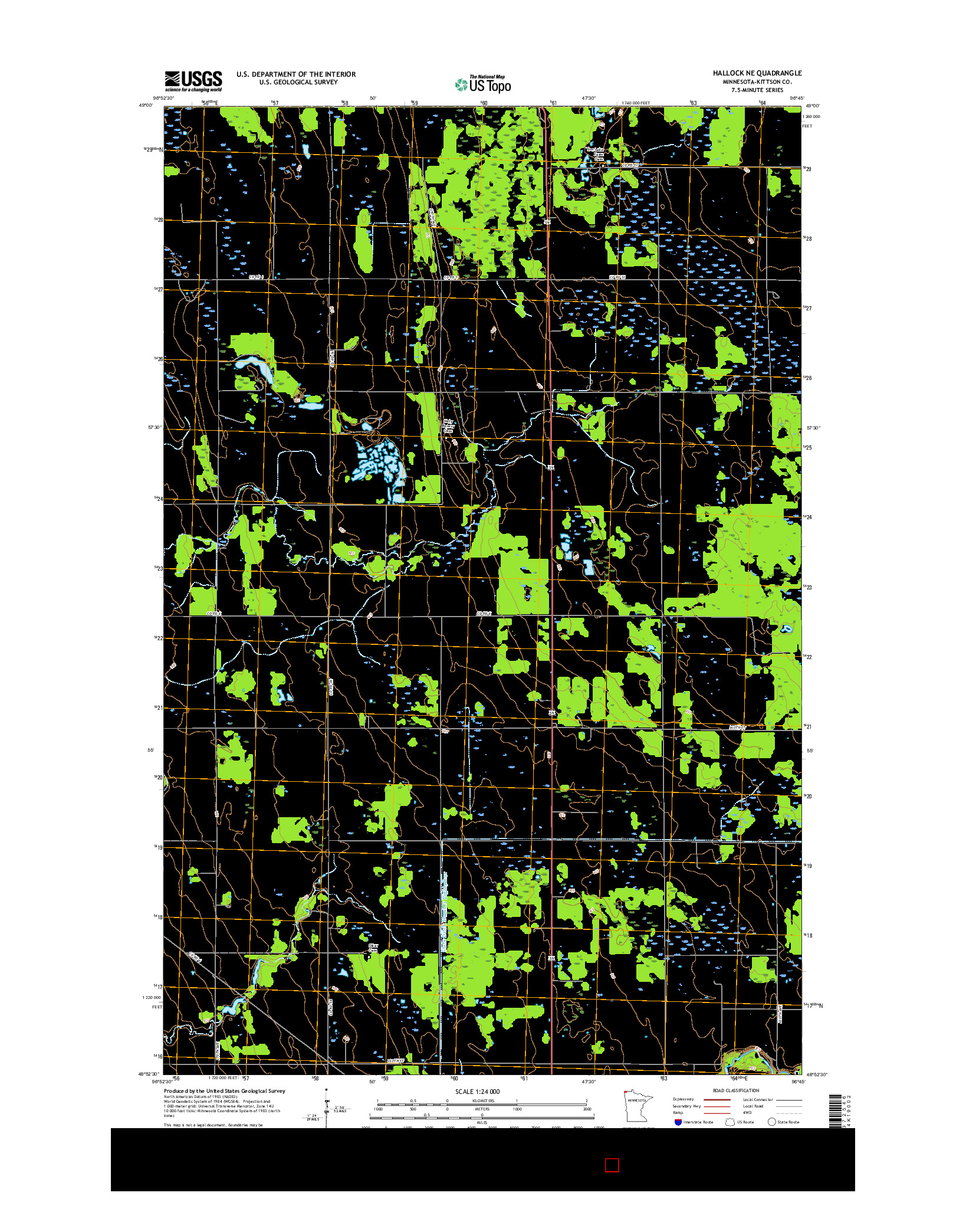 USGS US TOPO 7.5-MINUTE MAP FOR HALLOCK NE, MN 2016