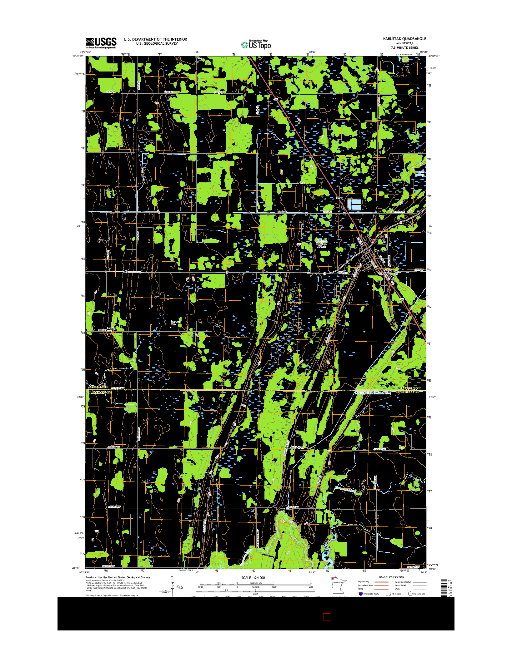 USGS US TOPO 7.5-MINUTE MAP FOR KARLSTAD, MN 2016