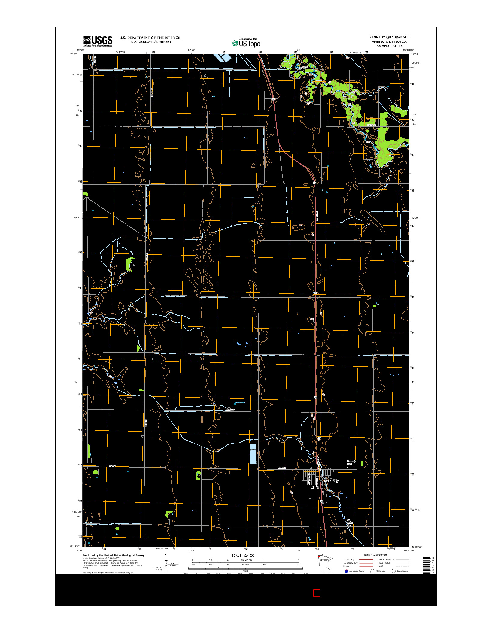 USGS US TOPO 7.5-MINUTE MAP FOR KENNEDY, MN 2016