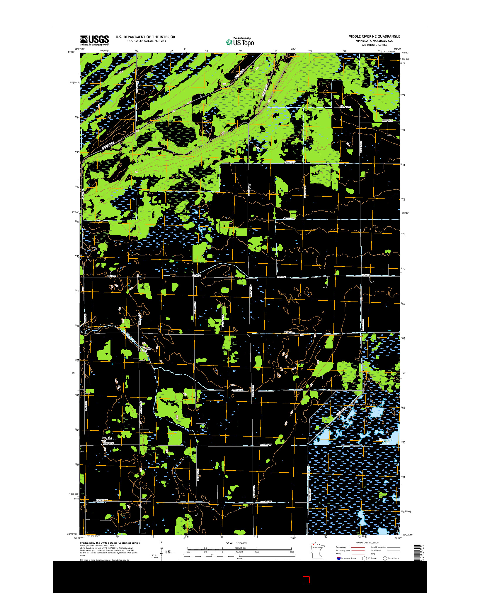 USGS US TOPO 7.5-MINUTE MAP FOR MIDDLE RIVER NE, MN 2016