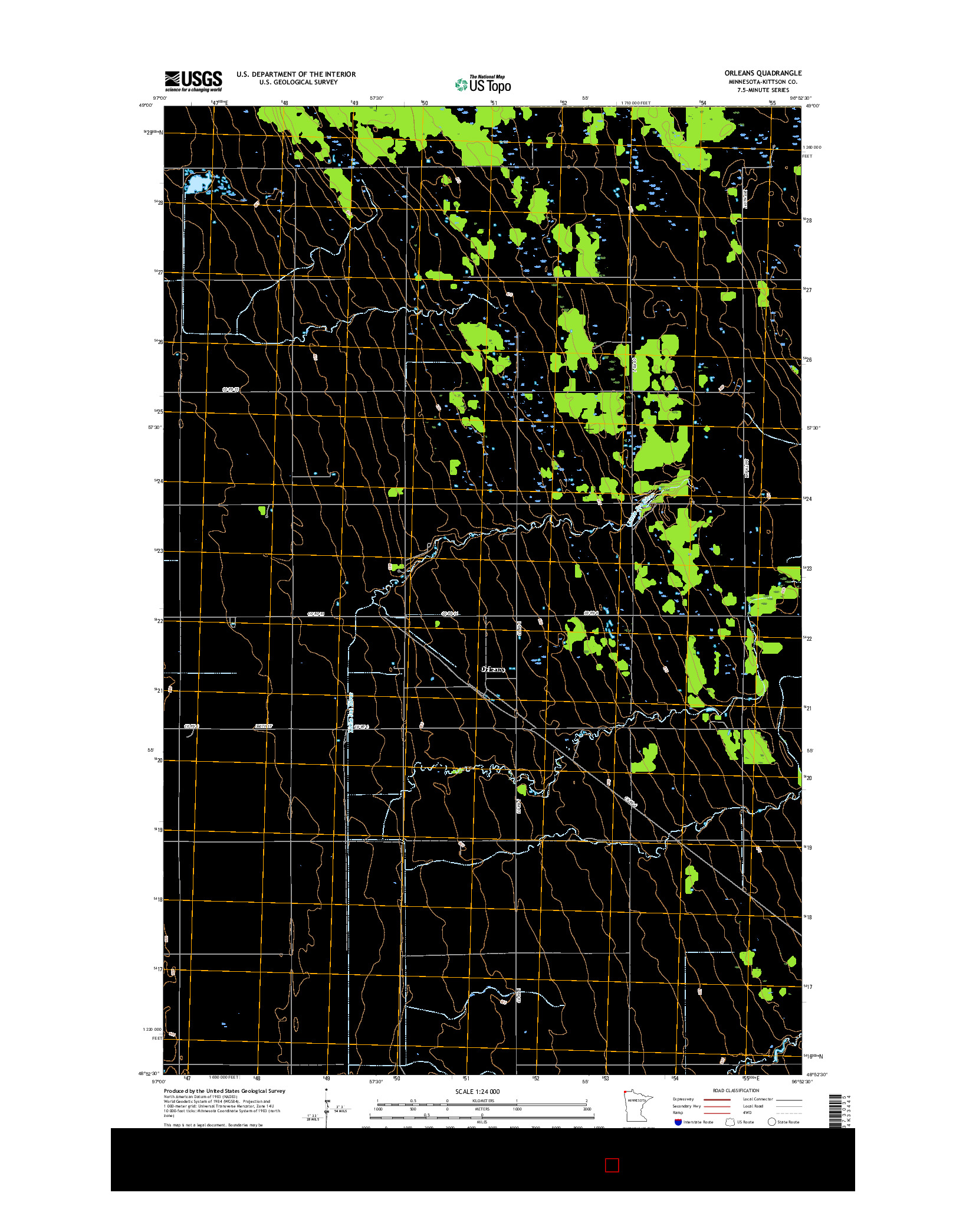 USGS US TOPO 7.5-MINUTE MAP FOR ORLEANS, MN 2016