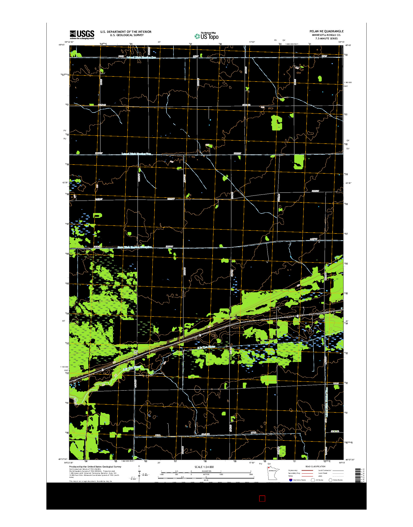 USGS US TOPO 7.5-MINUTE MAP FOR PELAN NE, MN 2016