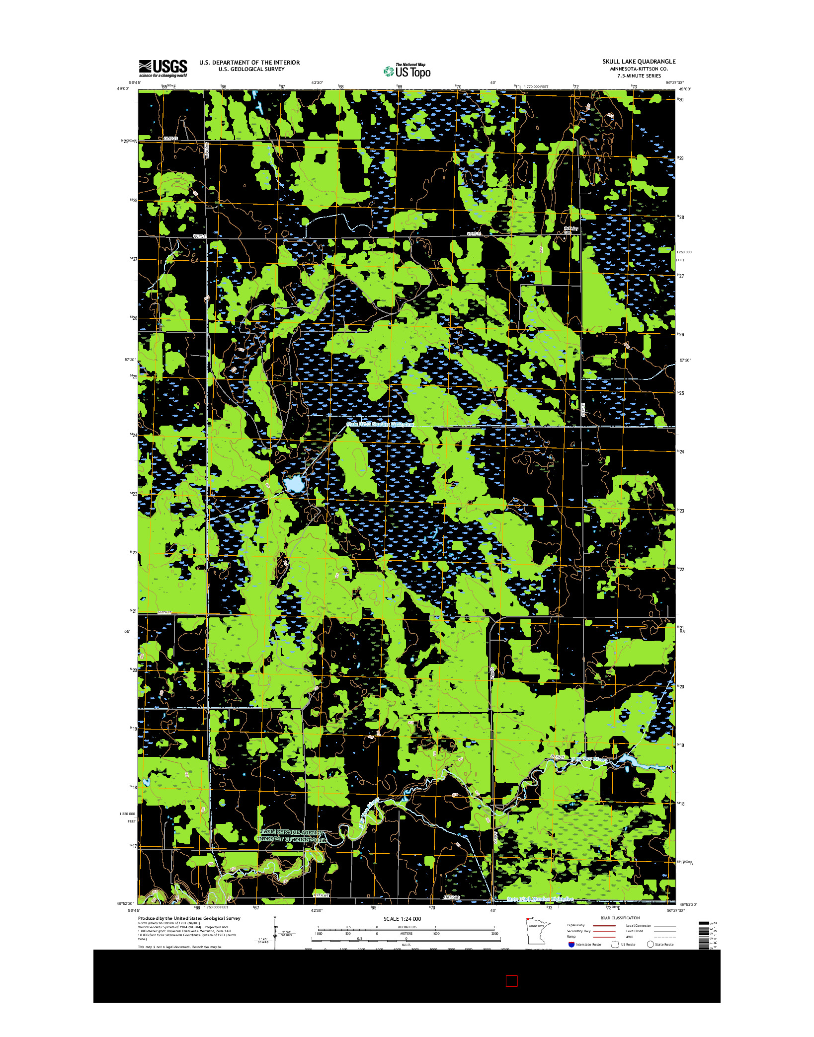 USGS US TOPO 7.5-MINUTE MAP FOR SKULL LAKE, MN 2016