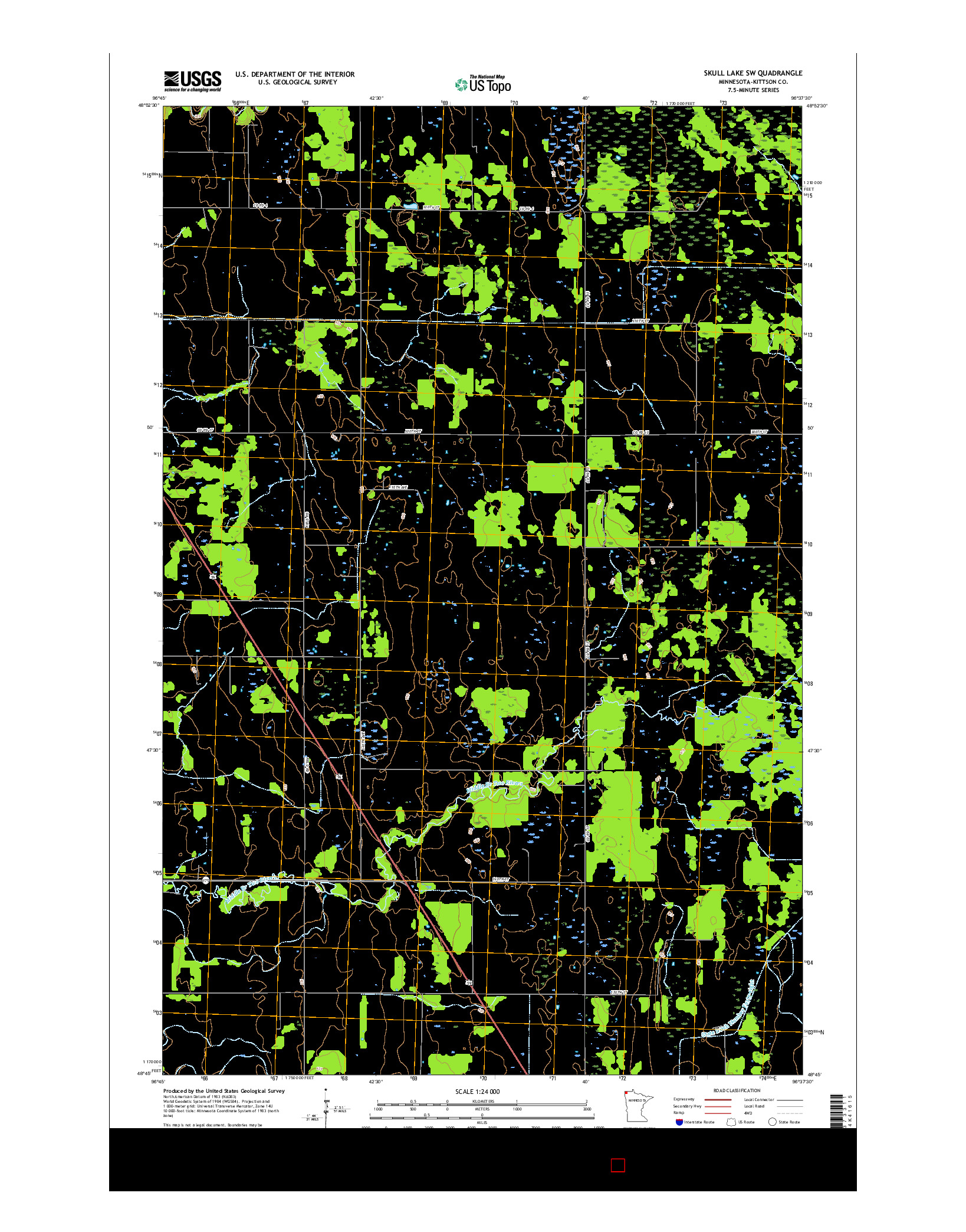 USGS US TOPO 7.5-MINUTE MAP FOR SKULL LAKE SW, MN 2016