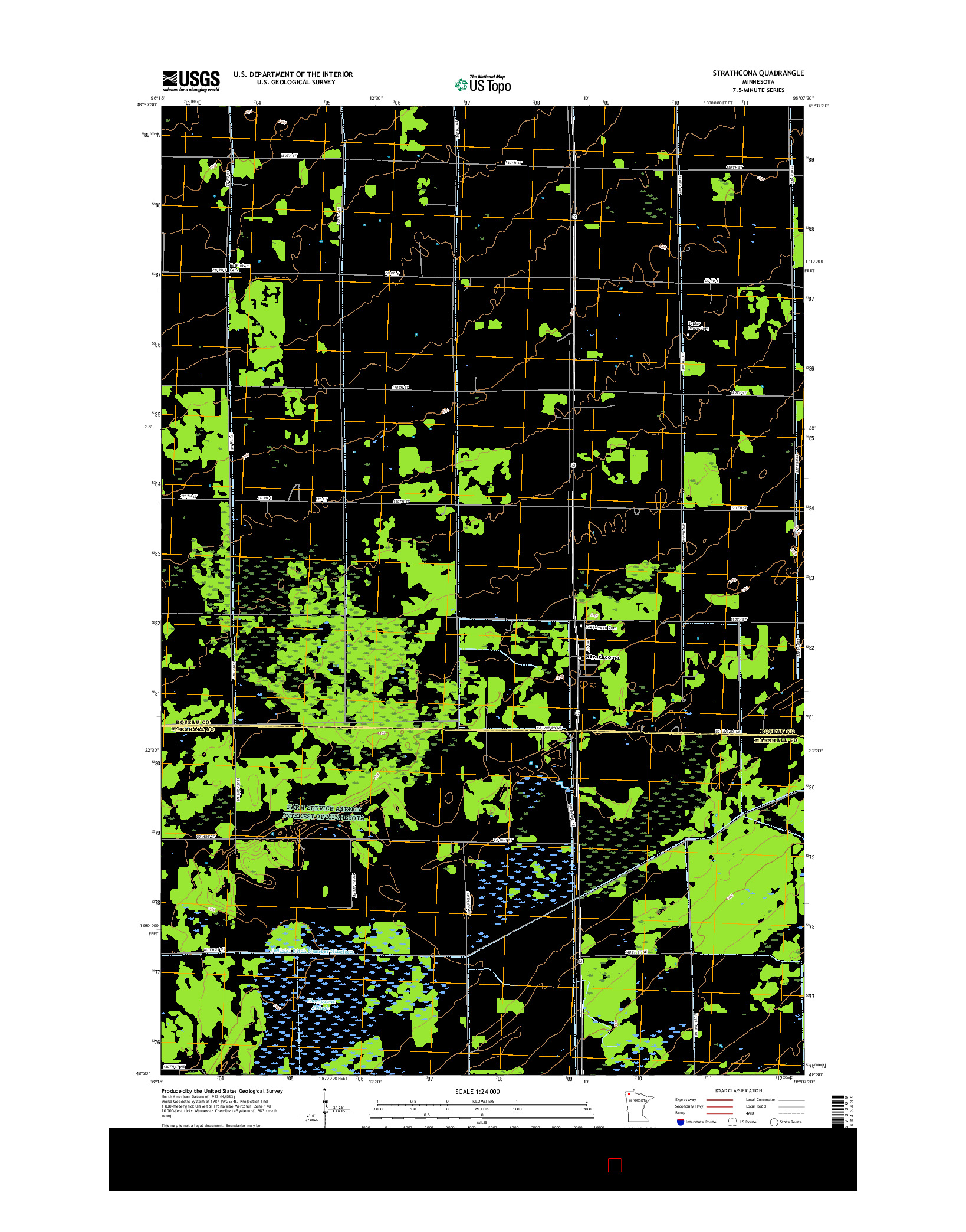 USGS US TOPO 7.5-MINUTE MAP FOR STRATHCONA, MN 2016