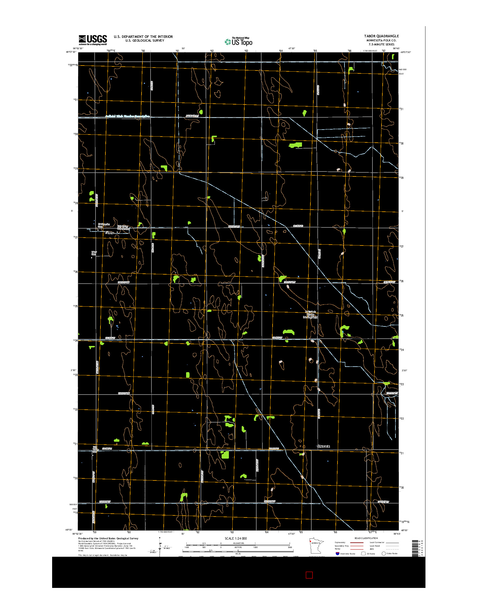 USGS US TOPO 7.5-MINUTE MAP FOR TABOR, MN 2016