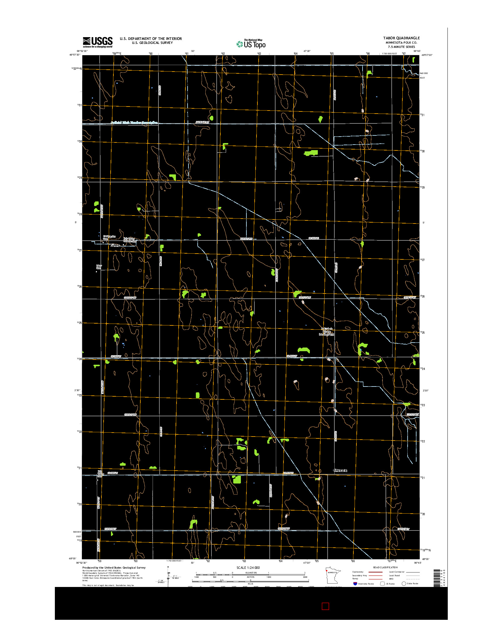 USGS US TOPO 7.5-MINUTE MAP FOR TABOR, MN 2016