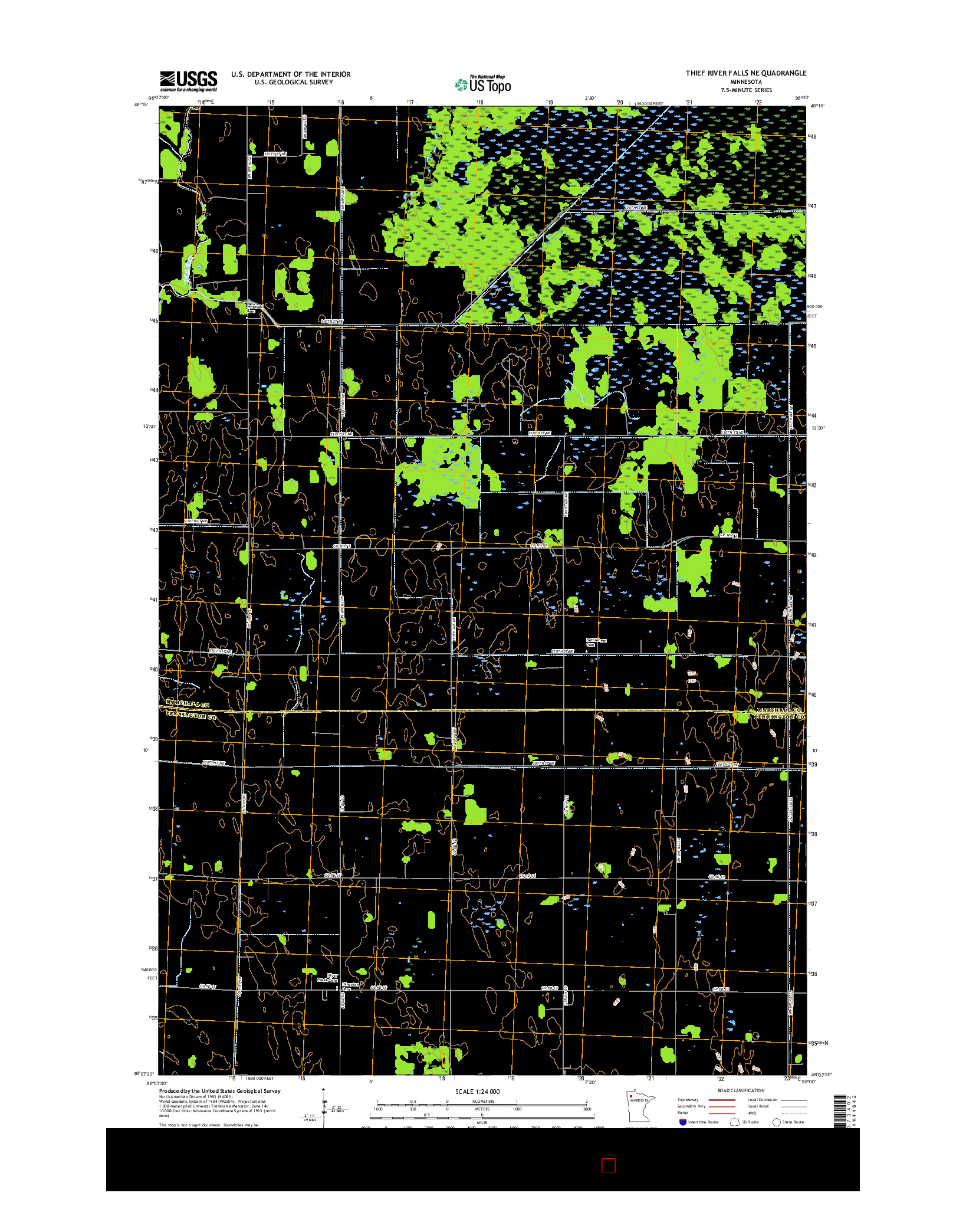 USGS US TOPO 7.5-MINUTE MAP FOR THIEF RIVER FALLS NE, MN 2016