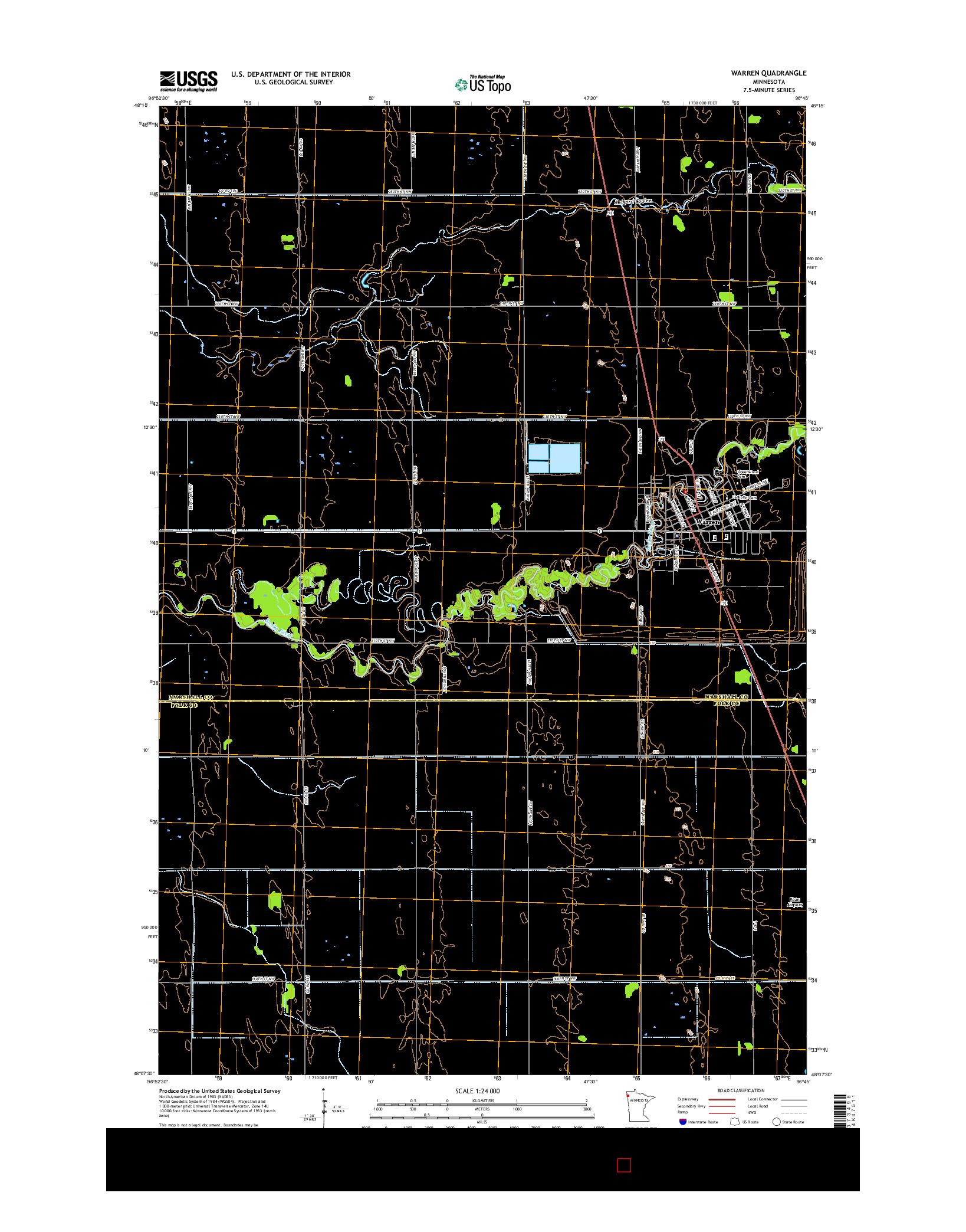 USGS US TOPO 7.5-MINUTE MAP FOR WARREN, MN 2016
