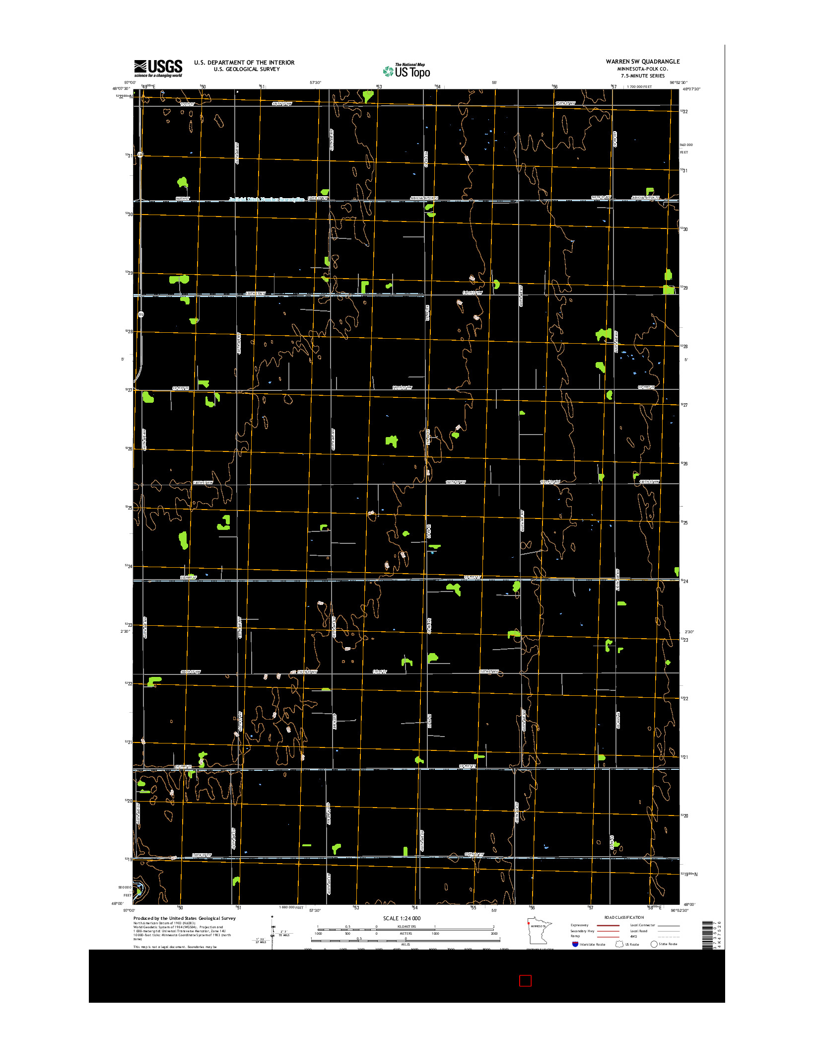 USGS US TOPO 7.5-MINUTE MAP FOR WARREN SW, MN 2016