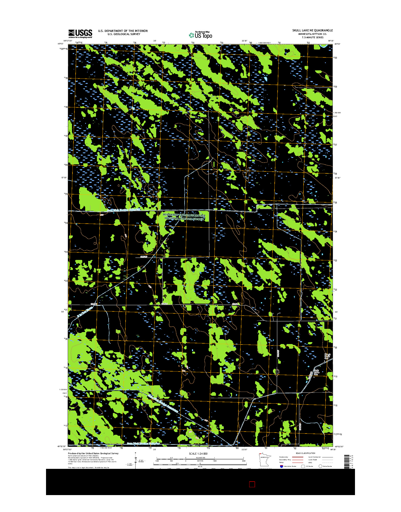 USGS US TOPO 7.5-MINUTE MAP FOR SKULL LAKE NE, MN 2016