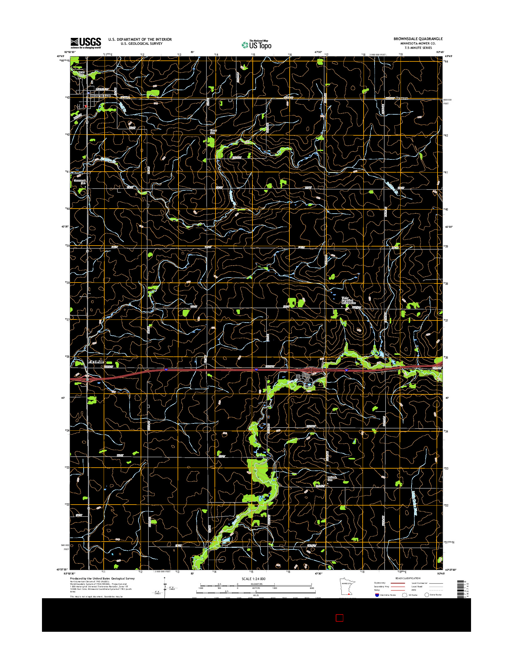 USGS US TOPO 7.5-MINUTE MAP FOR BROWNSDALE, MN 2016