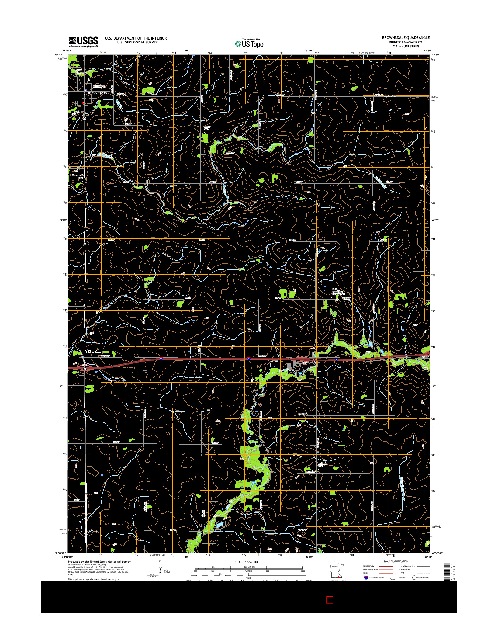 USGS US TOPO 7.5-MINUTE MAP FOR BROWNSDALE, MN 2016
