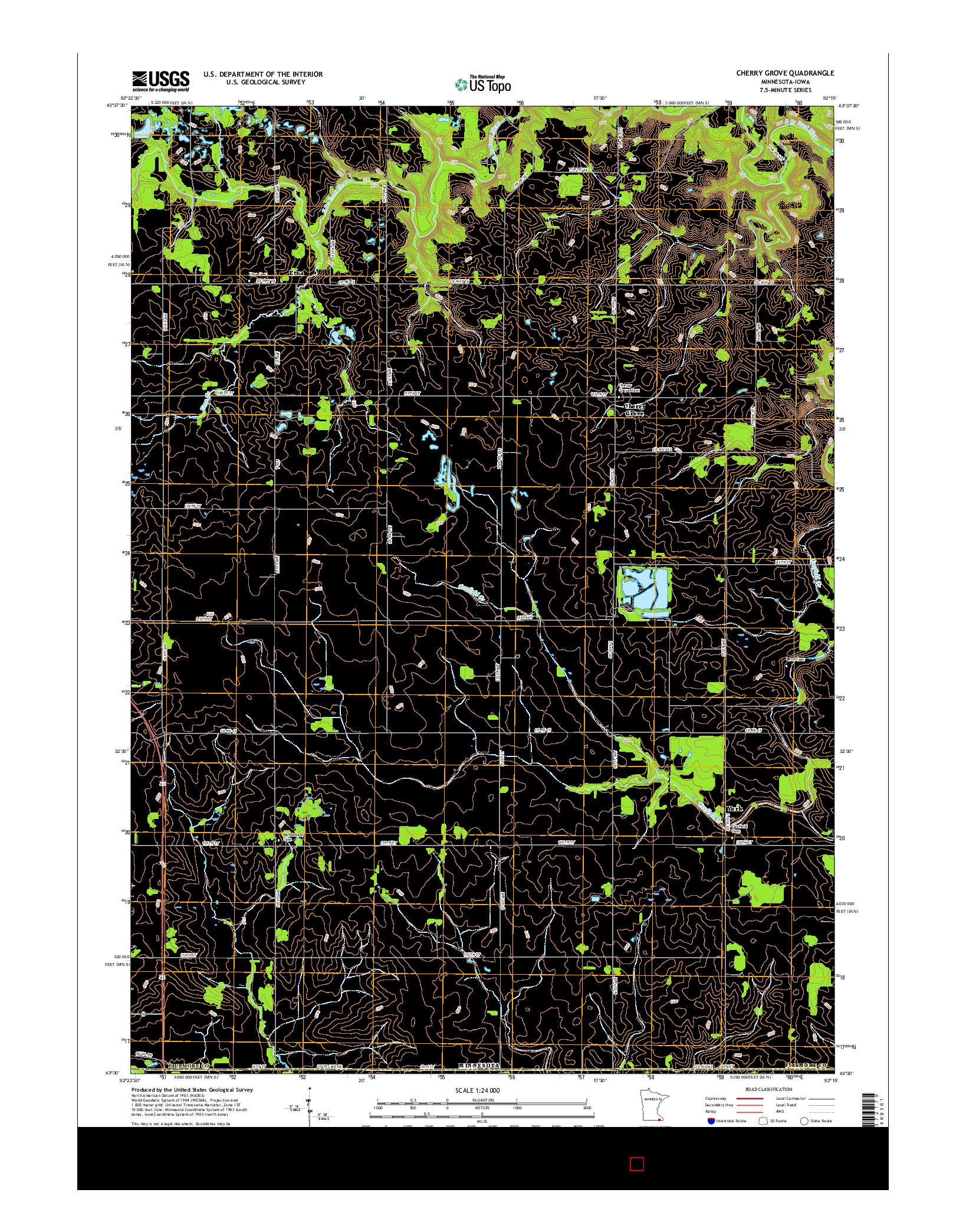 USGS US TOPO 7.5-MINUTE MAP FOR CHERRY GROVE, MN-IA 2016