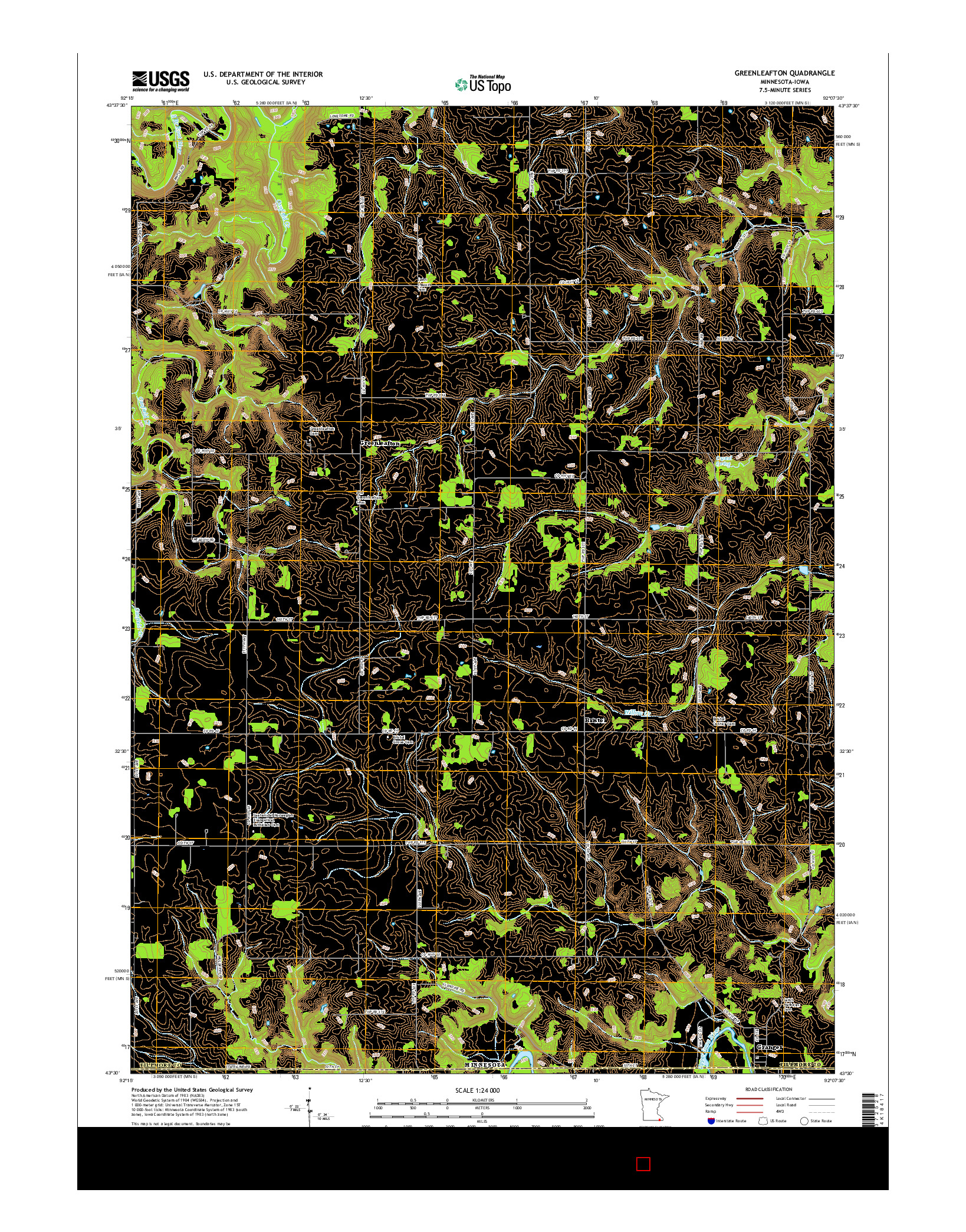 USGS US TOPO 7.5-MINUTE MAP FOR GREENLEAFTON, MN-IA 2016