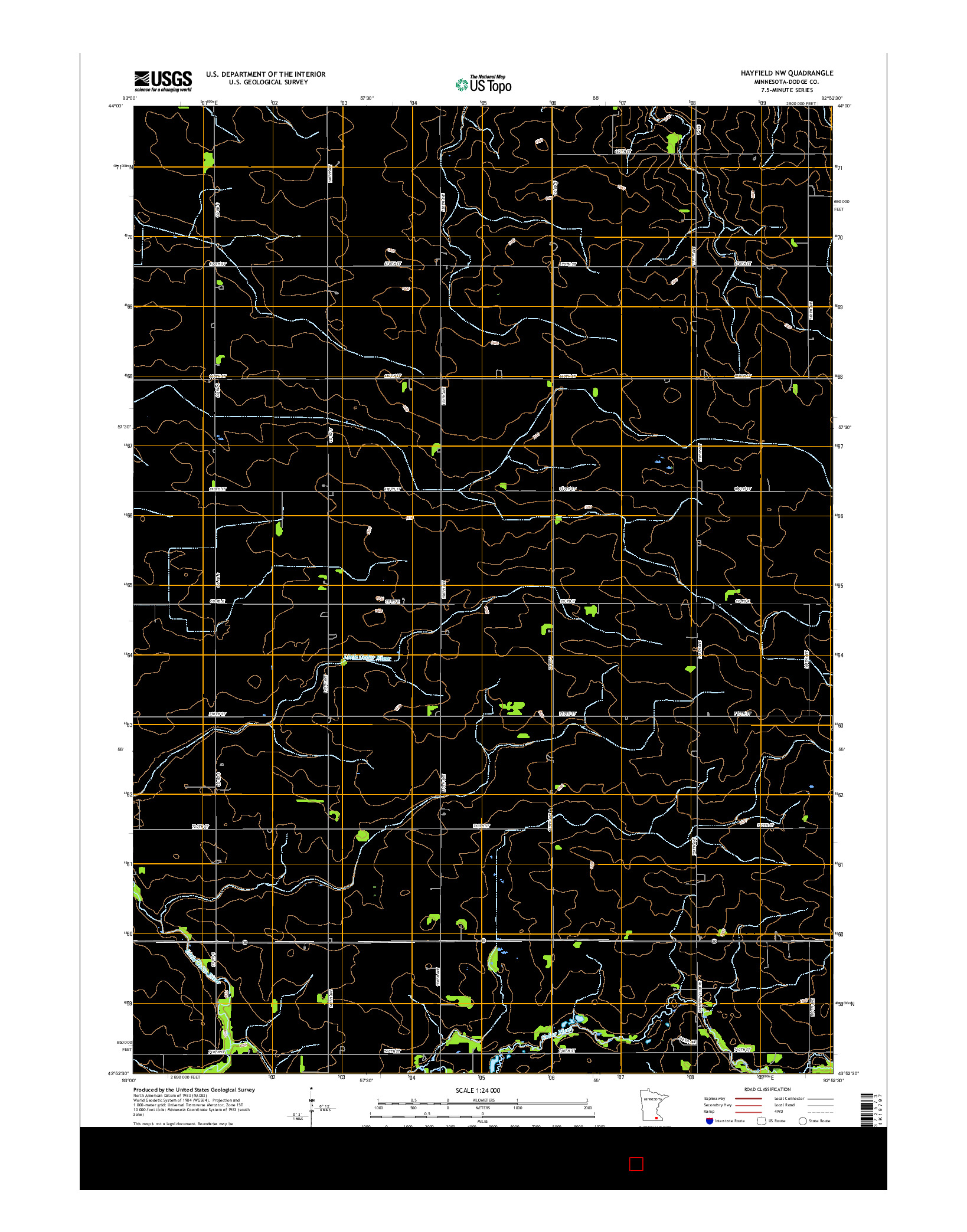 USGS US TOPO 7.5-MINUTE MAP FOR HAYFIELD NW, MN 2016