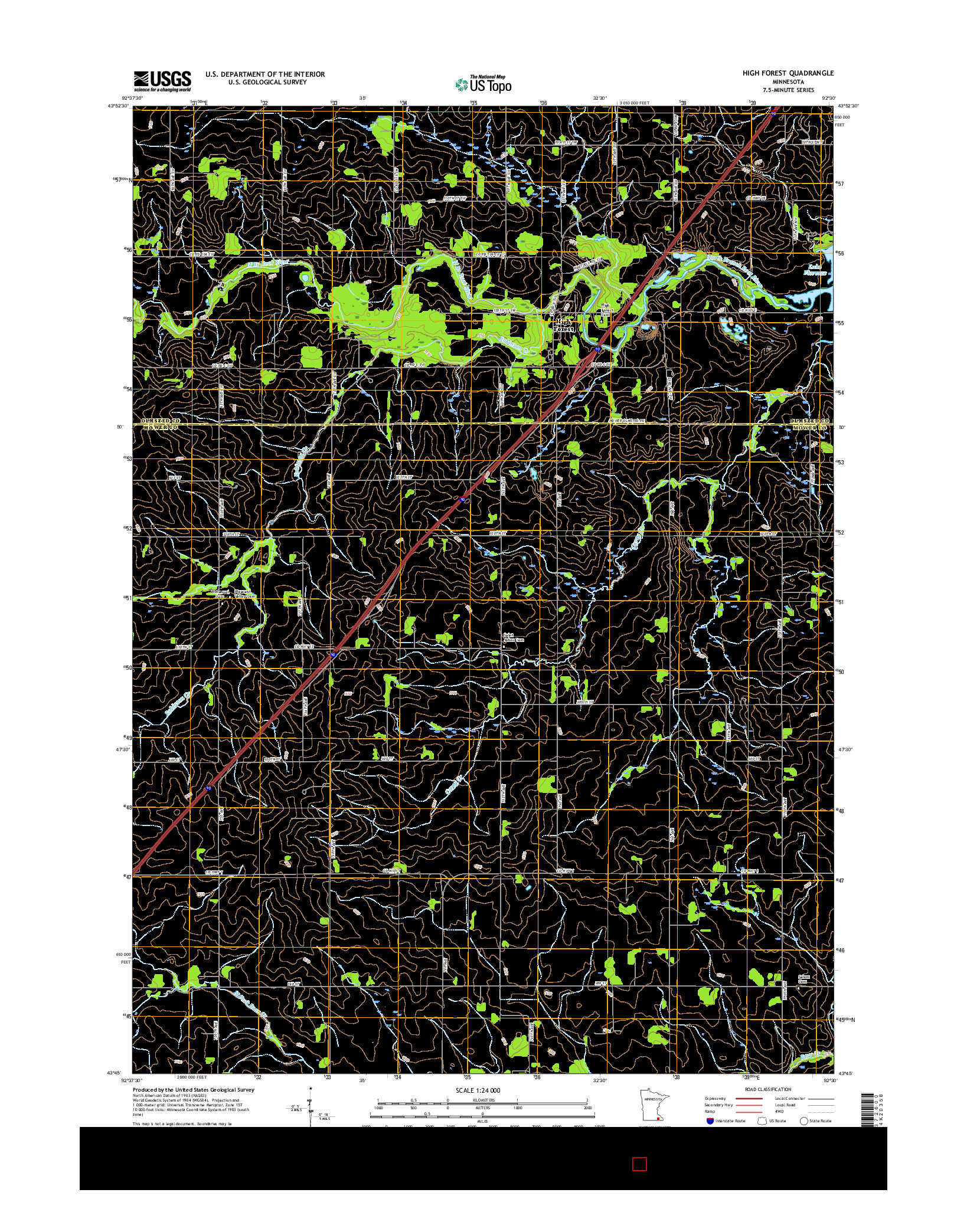 USGS US TOPO 7.5-MINUTE MAP FOR HIGH FOREST, MN 2016