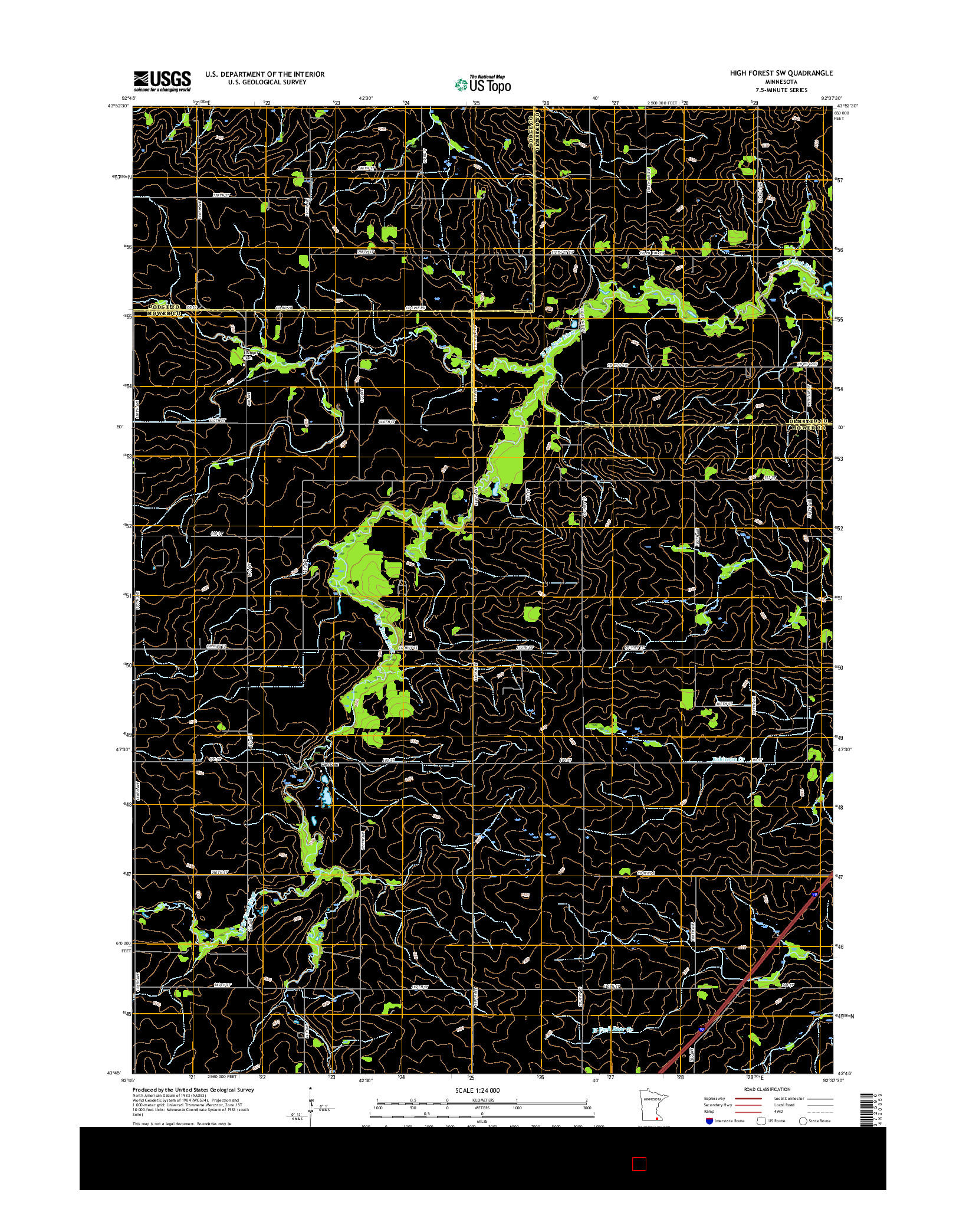 USGS US TOPO 7.5-MINUTE MAP FOR HIGH FOREST SW, MN 2016