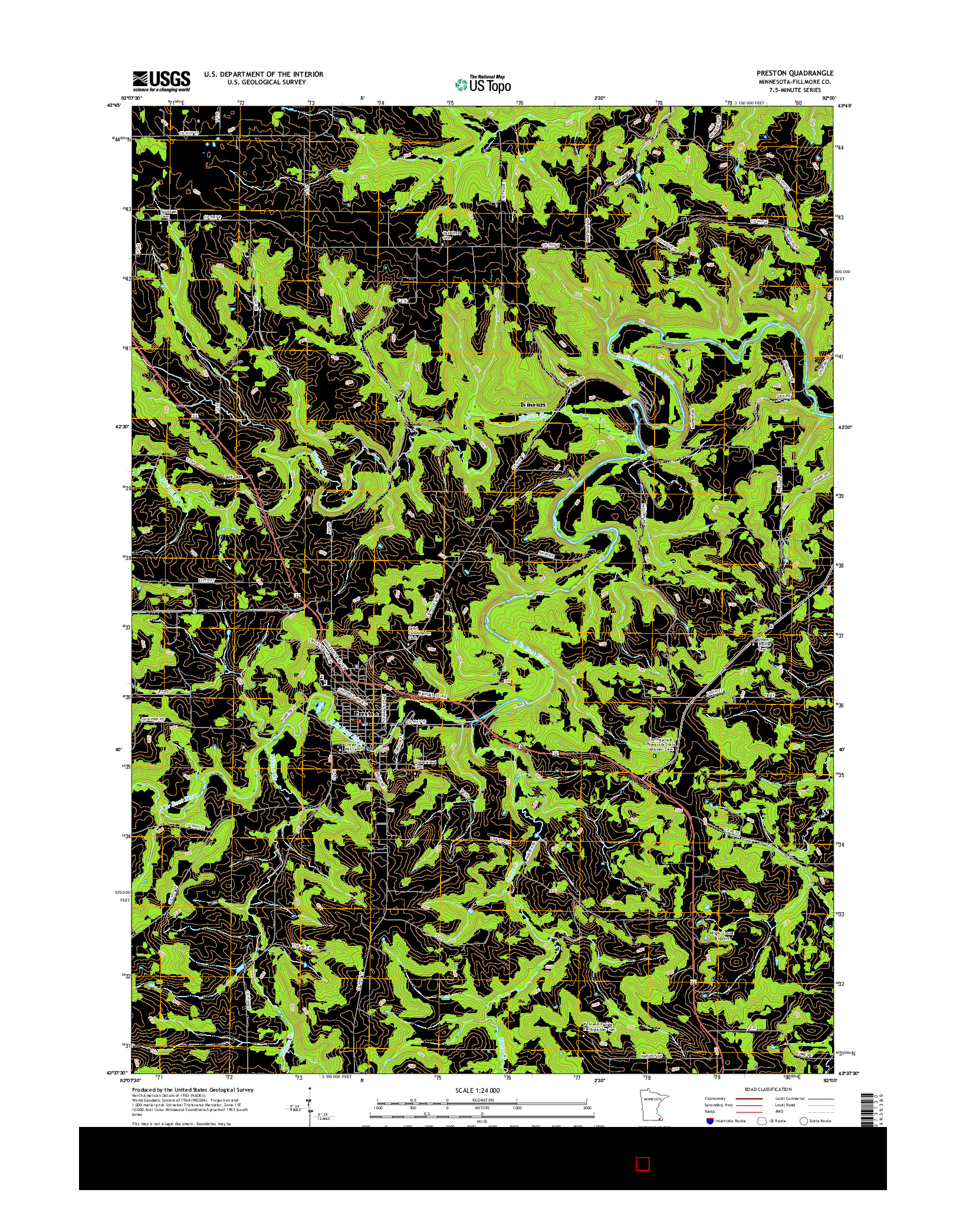 USGS US TOPO 7.5-MINUTE MAP FOR PRESTON, MN 2016