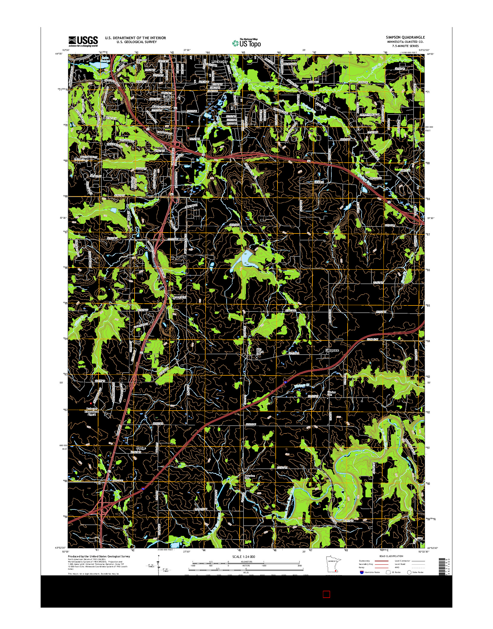USGS US TOPO 7.5-MINUTE MAP FOR SIMPSON, MN 2016