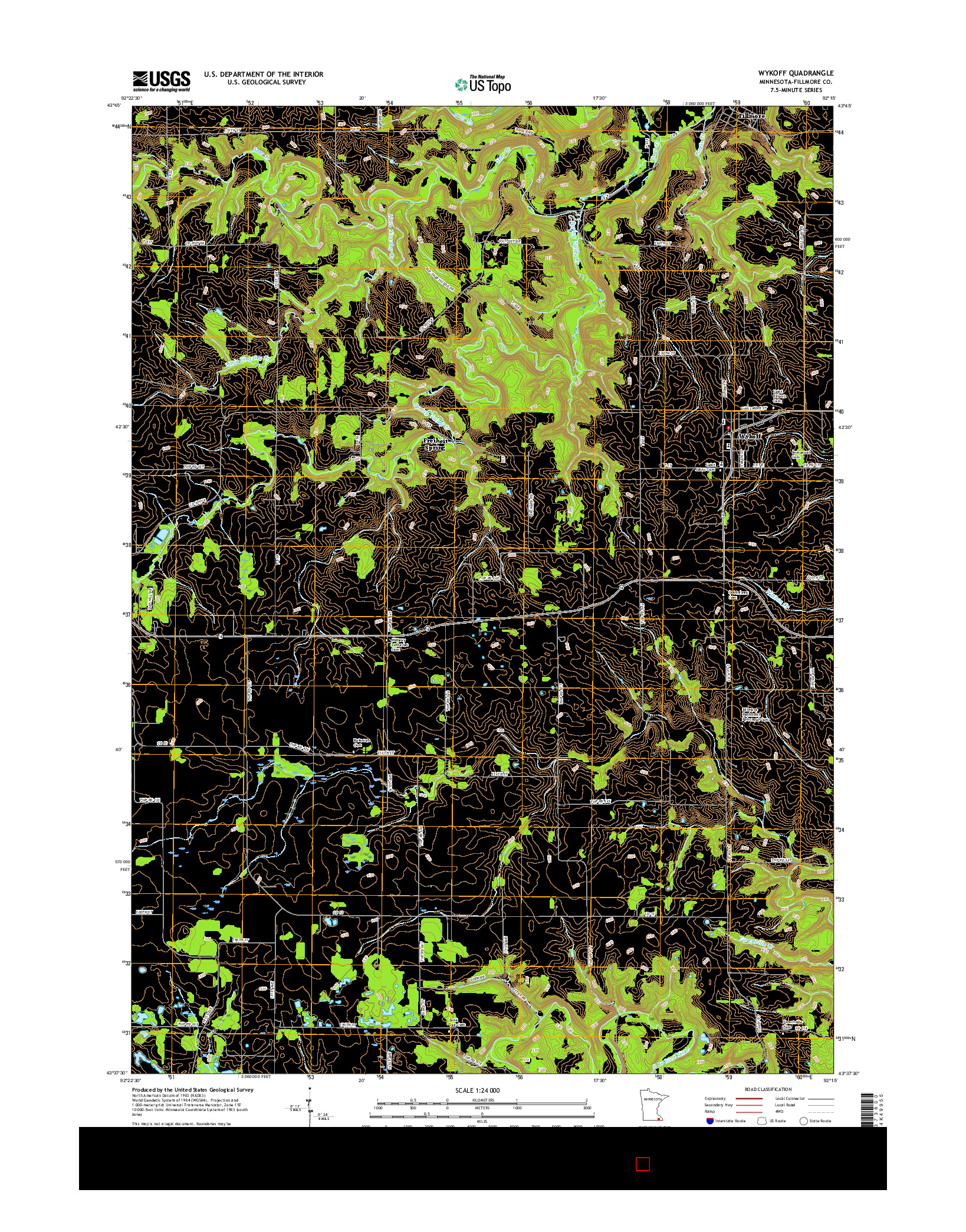USGS US TOPO 7.5-MINUTE MAP FOR WYKOFF, MN 2016