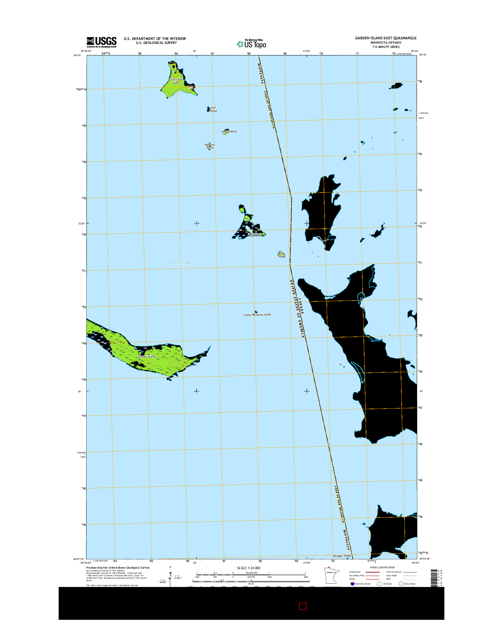 USGS US TOPO 7.5-MINUTE MAP FOR GARDEN ISLAND EAST, MN-ON 2016